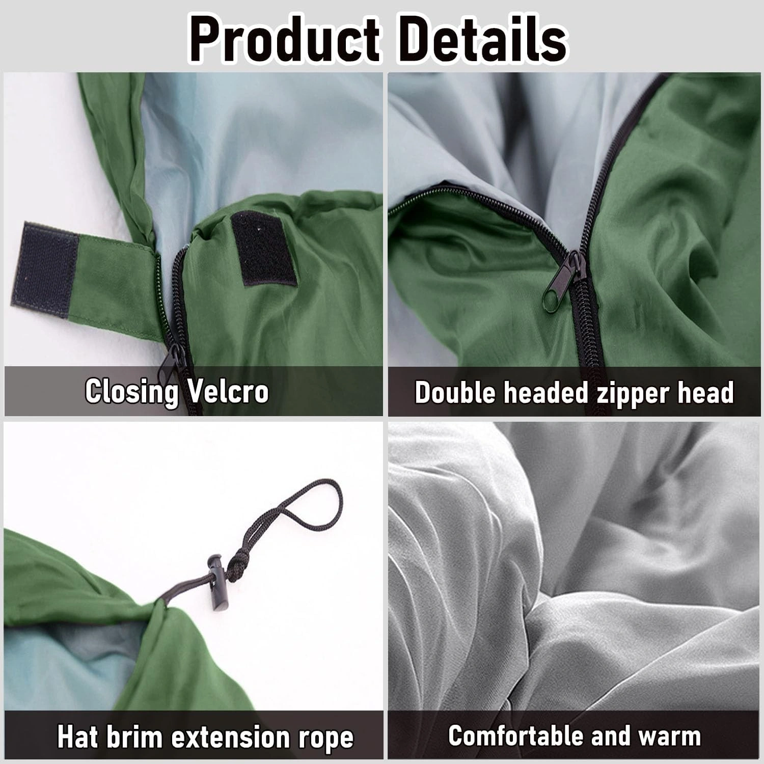 4 Season Single Sleeping Bag Waterproof Outdoor Camping Hiking Envelope Zip Bags-green view 5