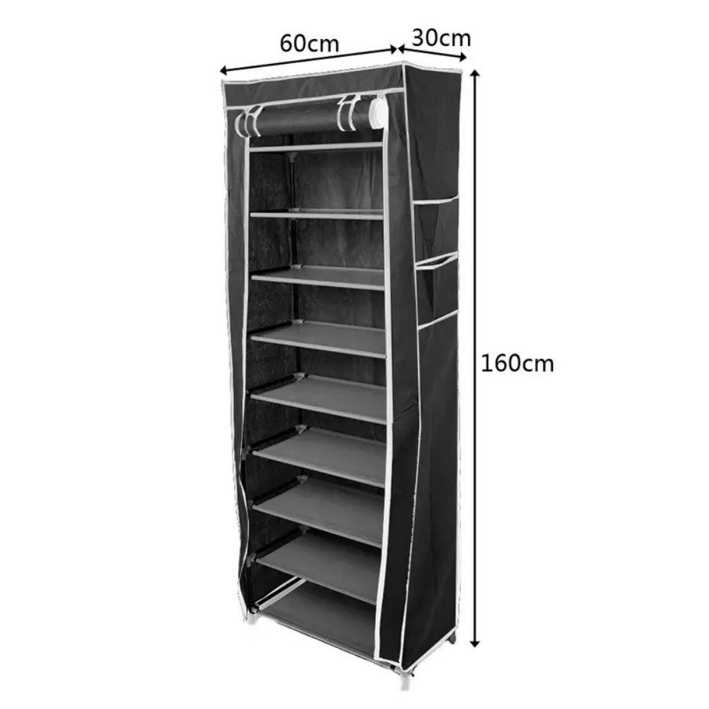 9 Tier Shoe Rack Cabinet, 27 Pair Shoe Organizer Storage Stand, Dustproof Shoes Holder with Doors, Multi-Layer Entryway Shoe Storage