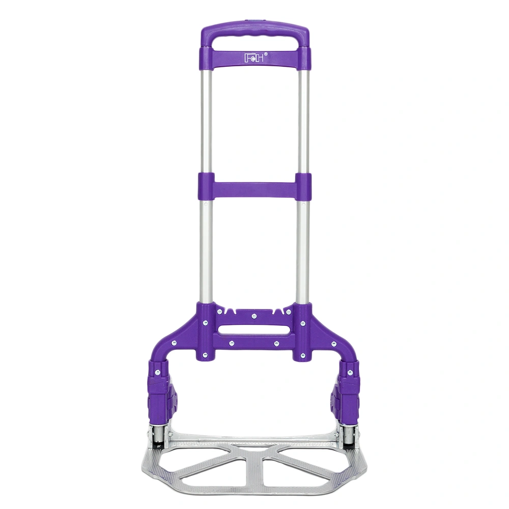 Portable Foldable Telescopic Luggage Trolley Cart Purple Travel Wagon