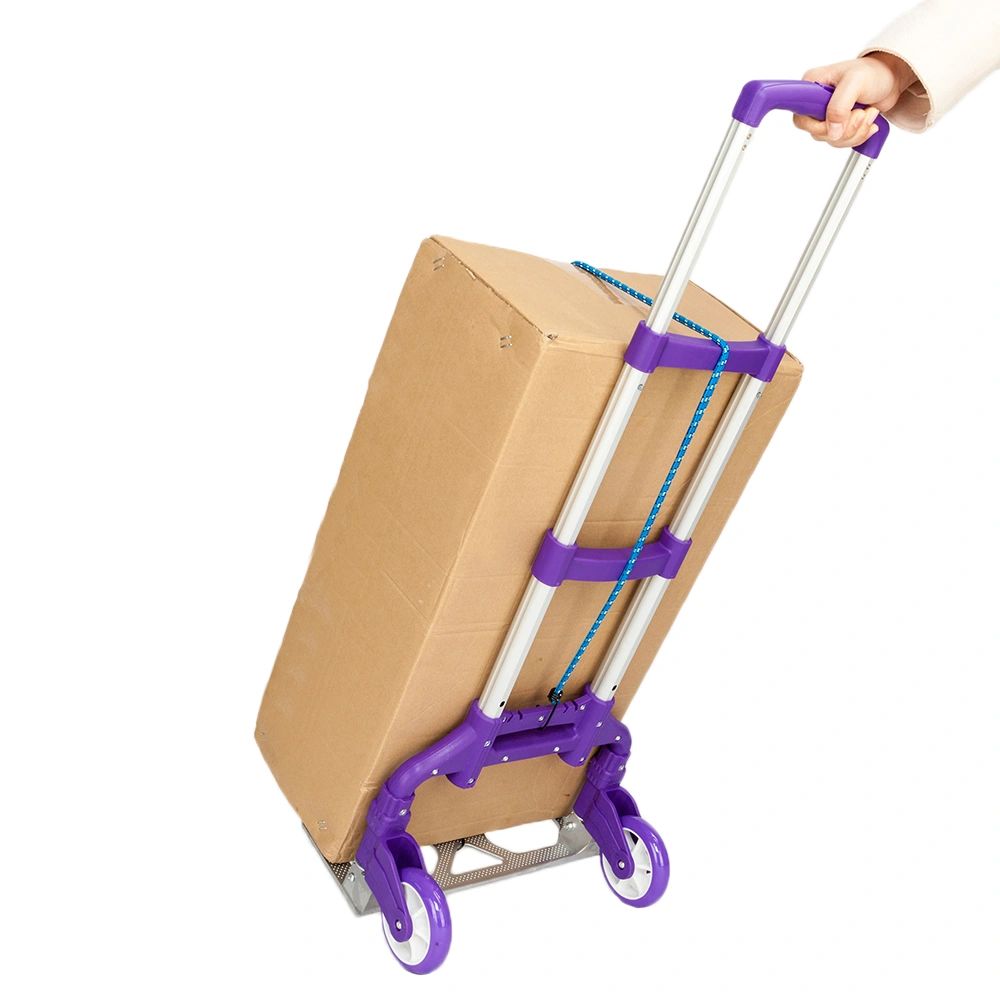 Portable Foldable Telescopic Luggage Trolley Cart Purple Travel Wagon view 11
