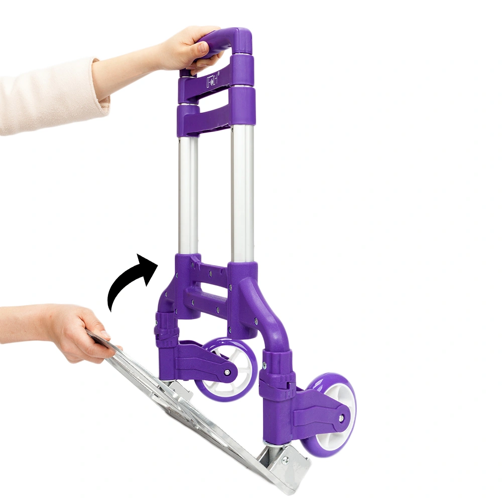 Portable Foldable Telescopic Luggage Trolley Cart Purple Travel Wagon view 14