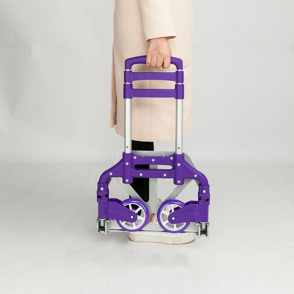 Portable Foldable Telescopic Luggage Trolley Cart Purple Travel Wagon view 17