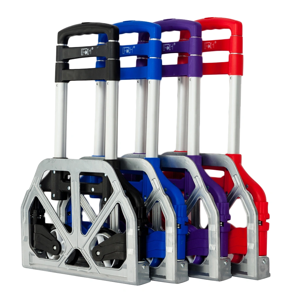 Portable Foldable Telescopic Luggage Trolley Cart Purple Travel Wagon view 18
