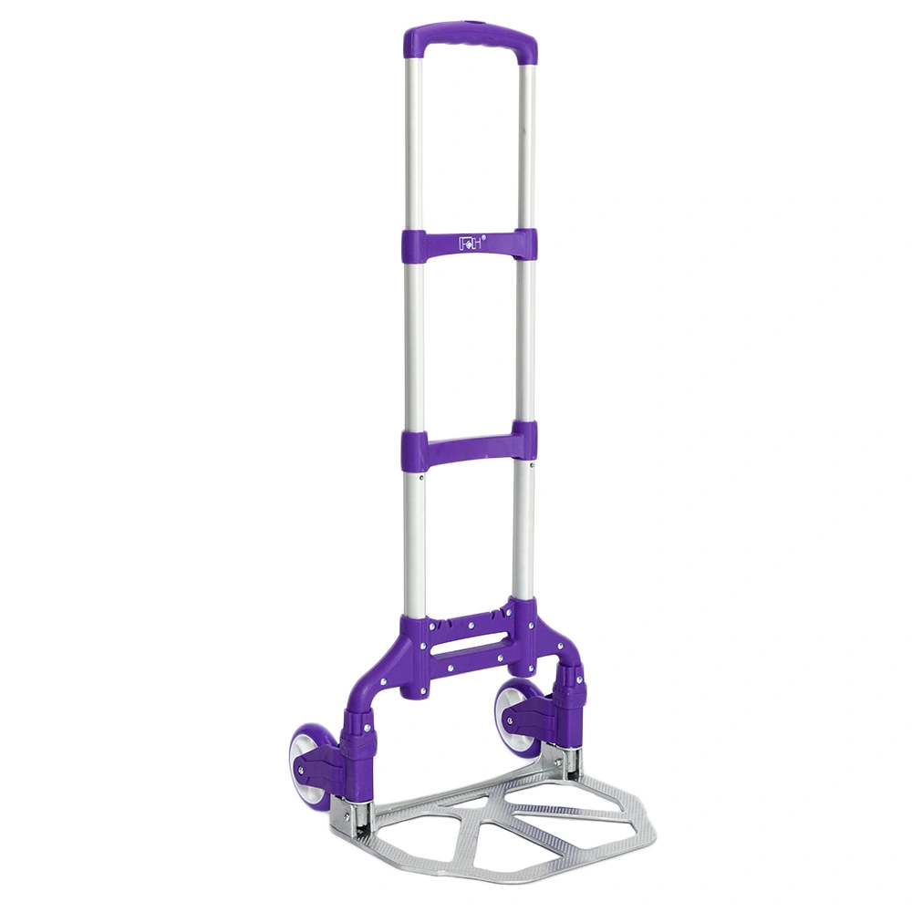 Portable Foldable Telescopic Luggage Trolley Cart Purple Travel Wagon view 6