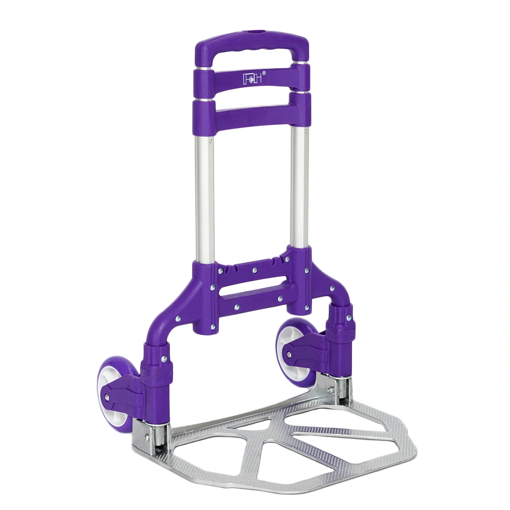Portable Foldable Telescopic Luggage Trolley Cart Purple Travel Wagon view 9