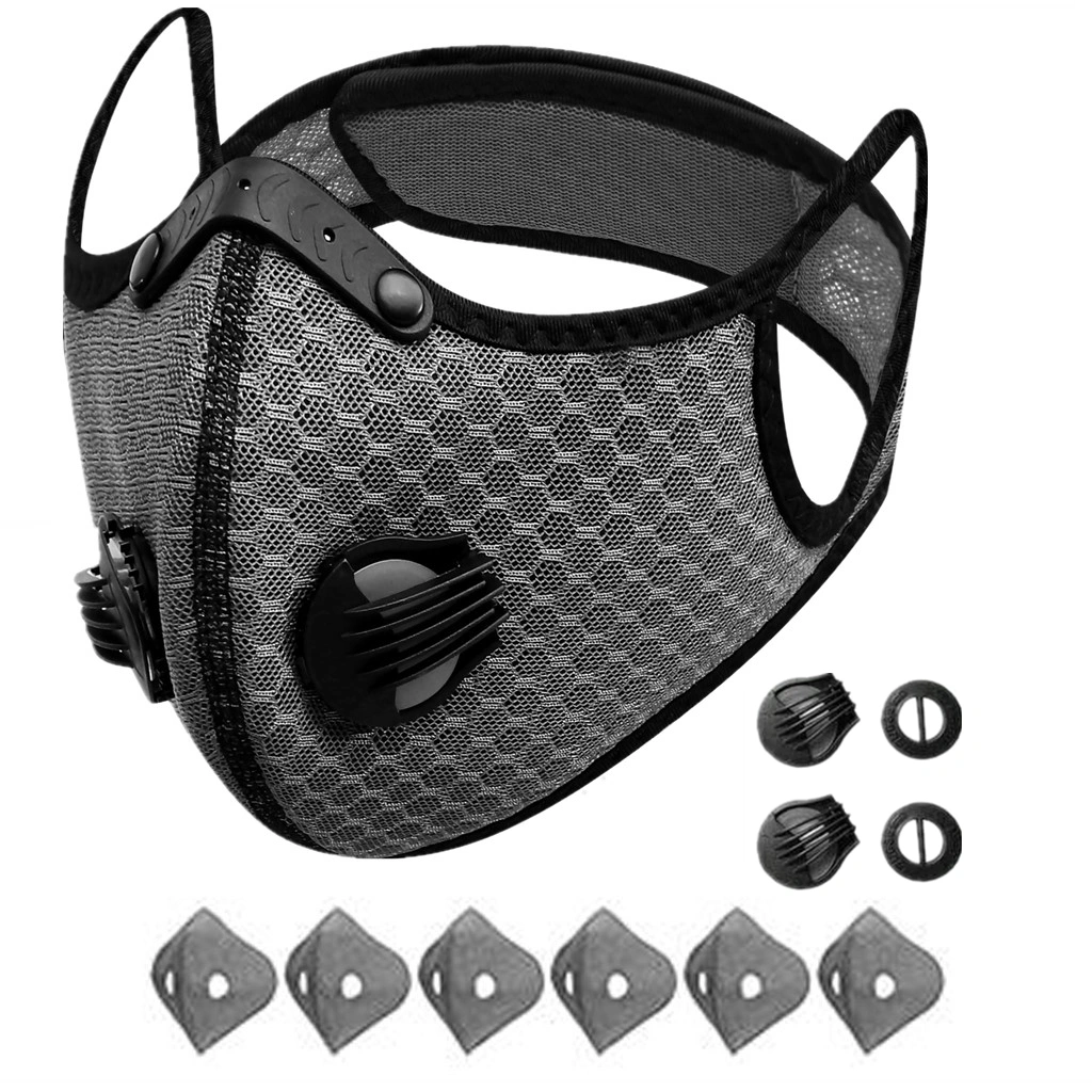 (2 Pack)Reusable Half Face Cover Mask w/ Filter Cycling Outdoor Sport Face Mask Grey view 6