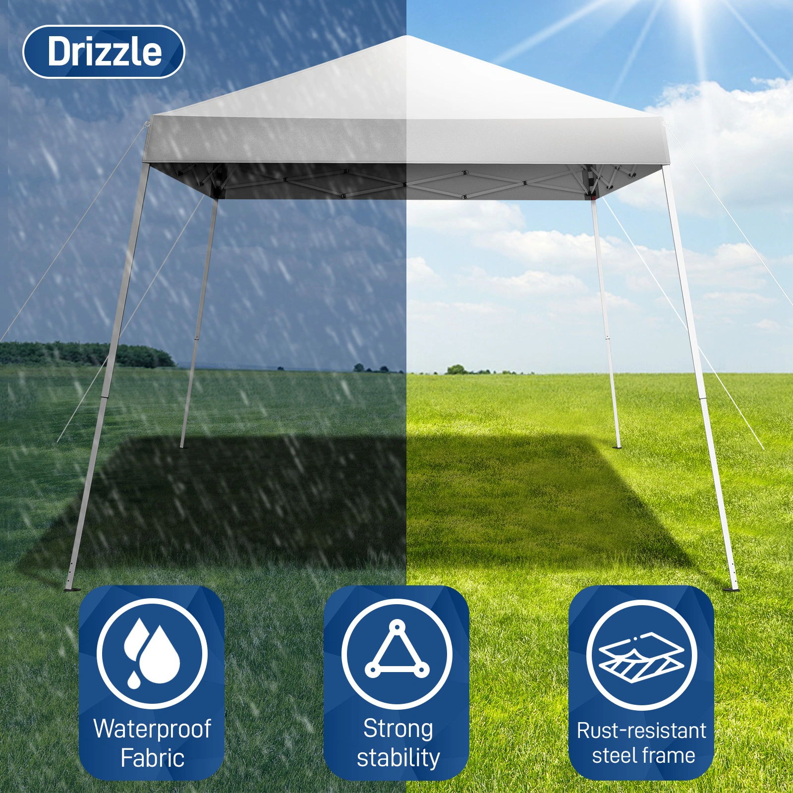 2.4x2.4m Waterproof Folding Tent Portable Canopy White, Outdoor Garden Party Gazebo Shelter for Home & Camping view 11