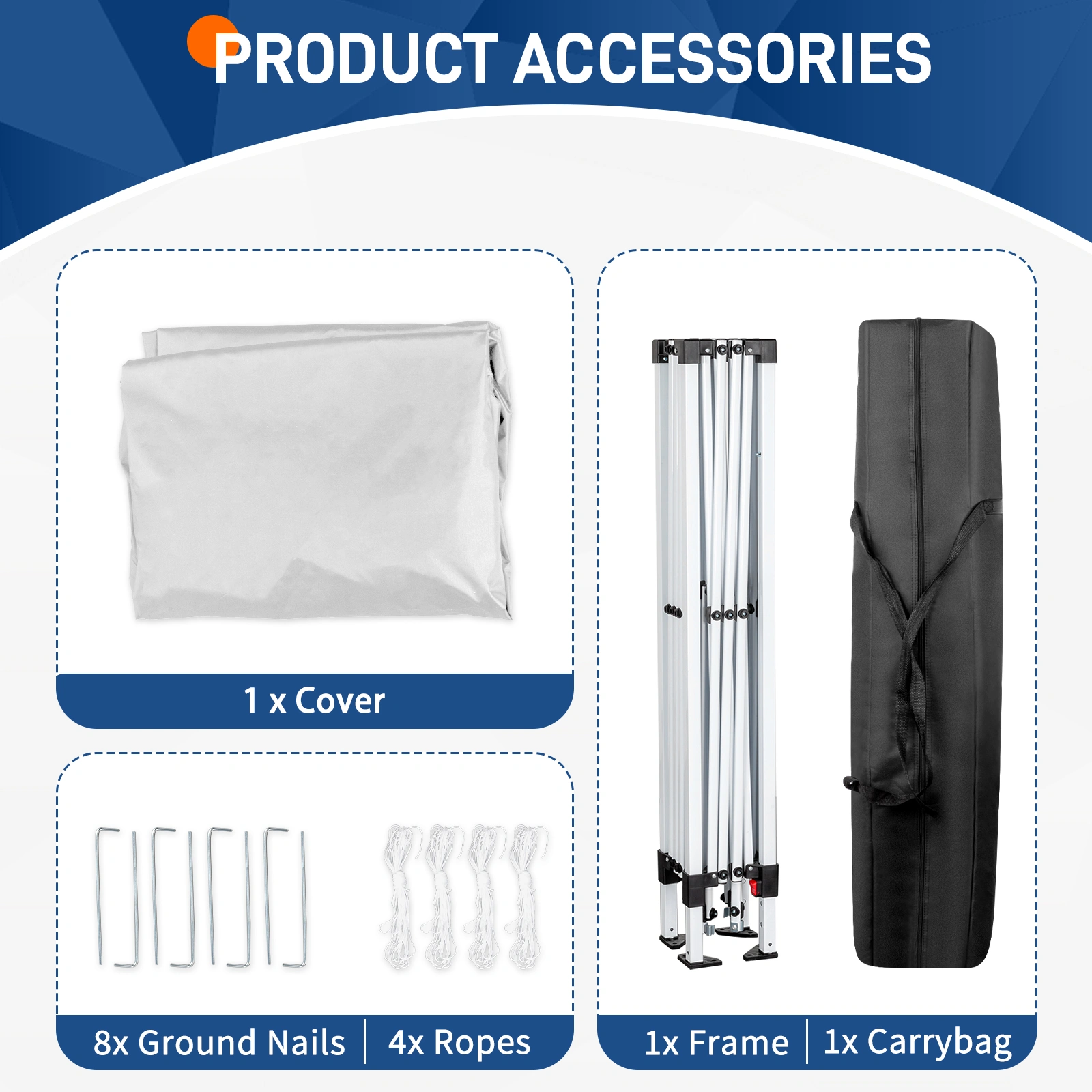 2.4x2.4m Waterproof Folding Tent Portable Canopy White, Outdoor Garden Party Gazebo Shelter for Home & Camping view 12