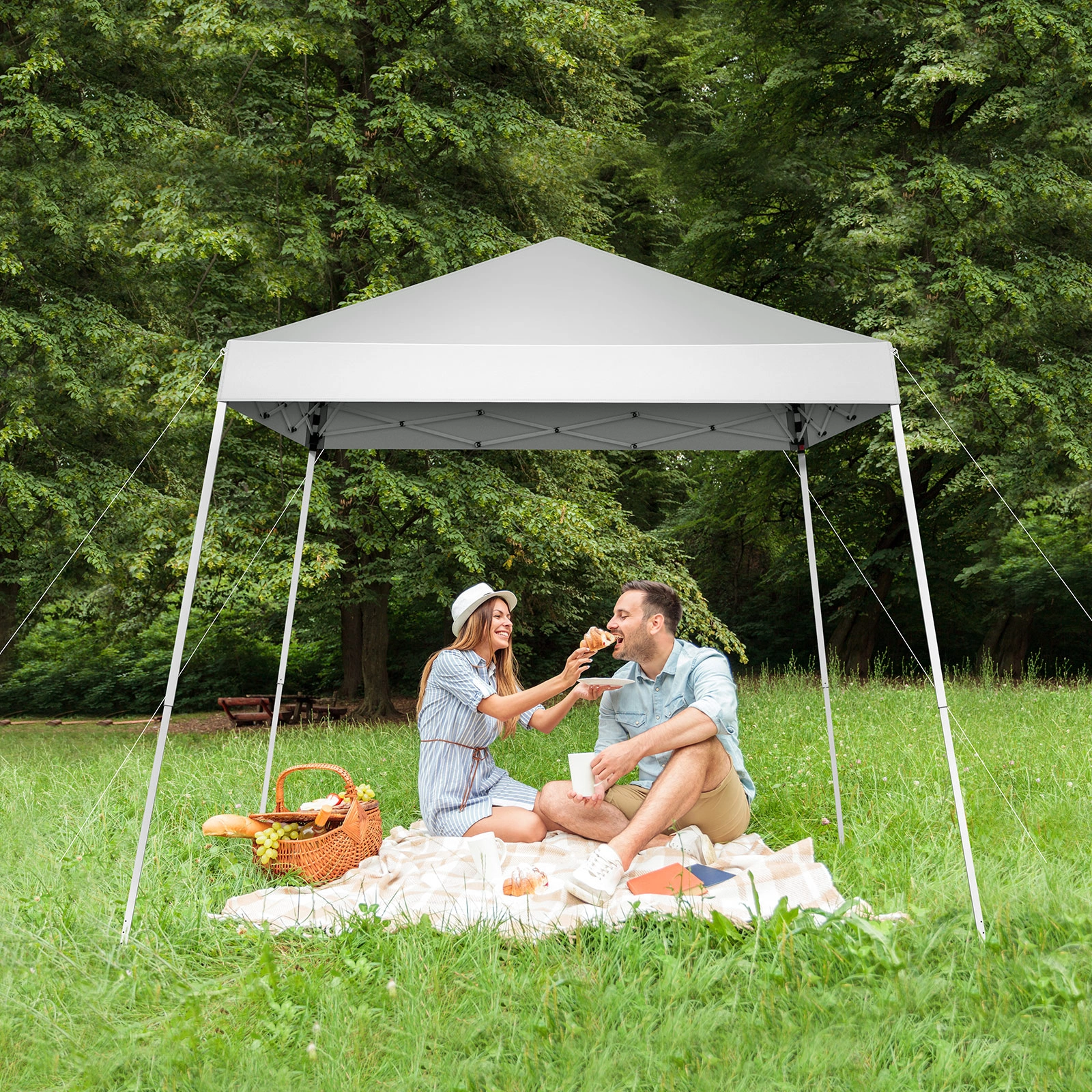 2.4x2.4m Waterproof Folding Tent Portable Canopy White, Outdoor Garden Party Gazebo Shelter for Home & Camping view 13