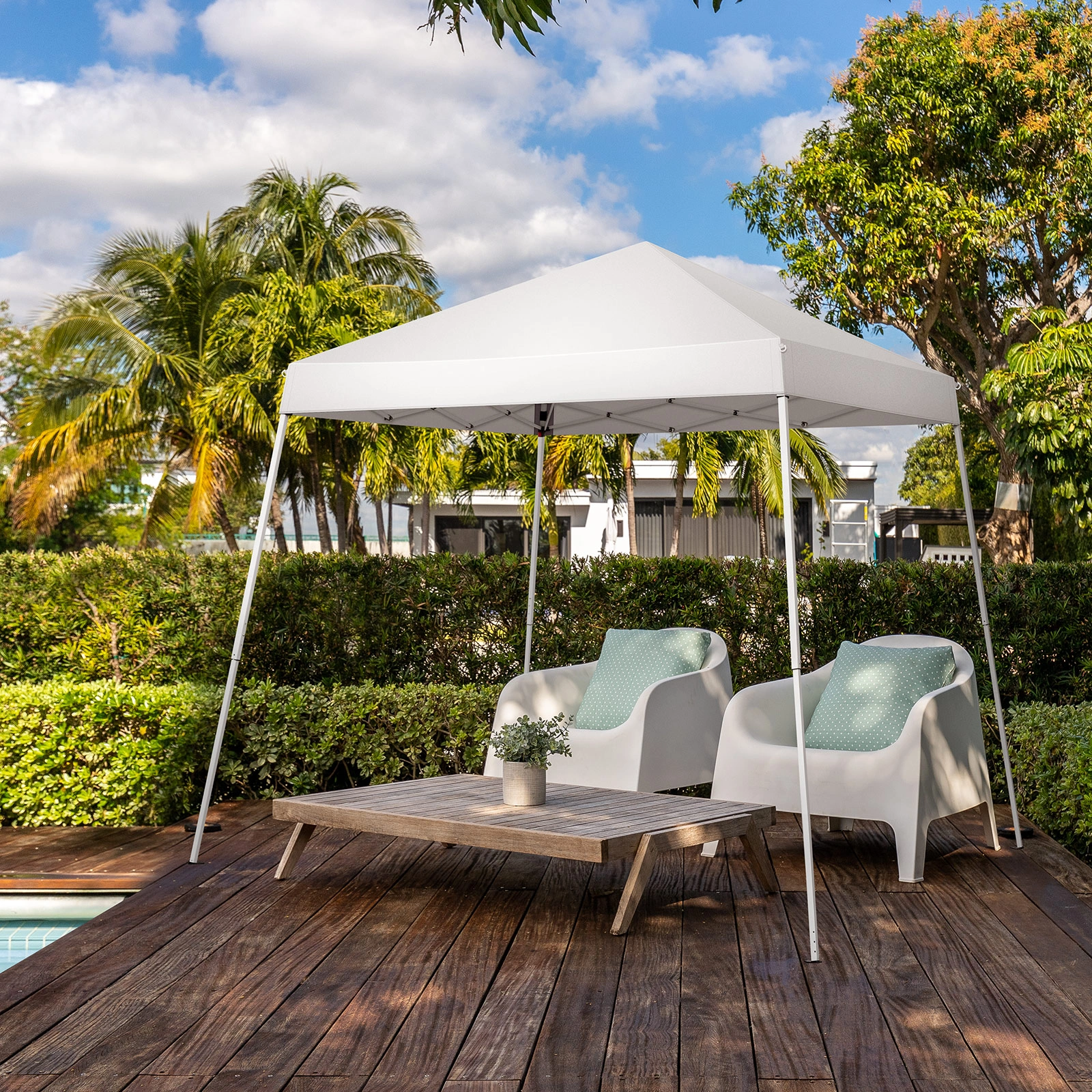 2.4x2.4m Waterproof Folding Tent Portable Canopy White, Outdoor Garden Party Gazebo Shelter for Home & Camping view 14