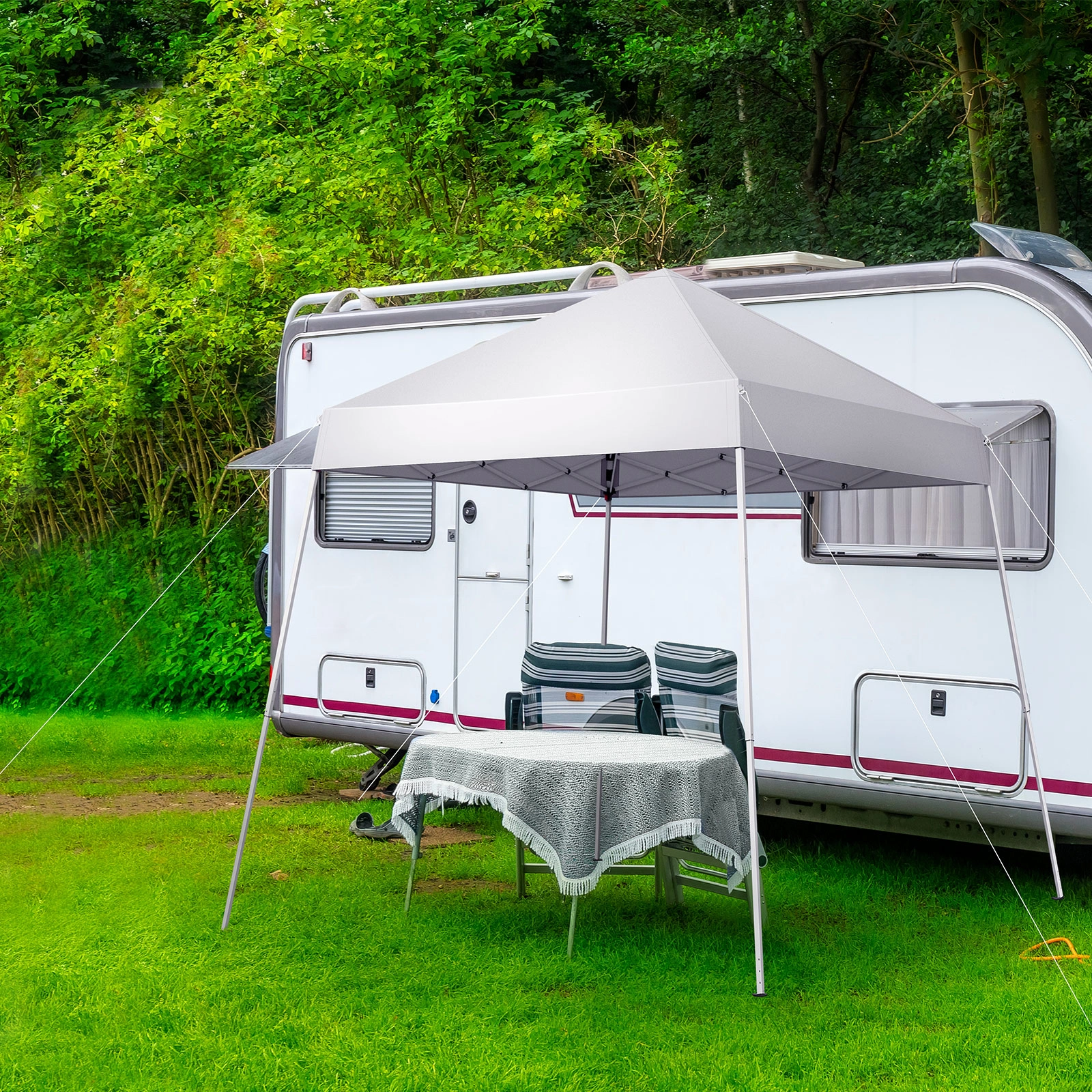 2.4x2.4m Waterproof Folding Tent Portable Canopy White, Outdoor Garden Party Gazebo Shelter for Home & Camping view 16