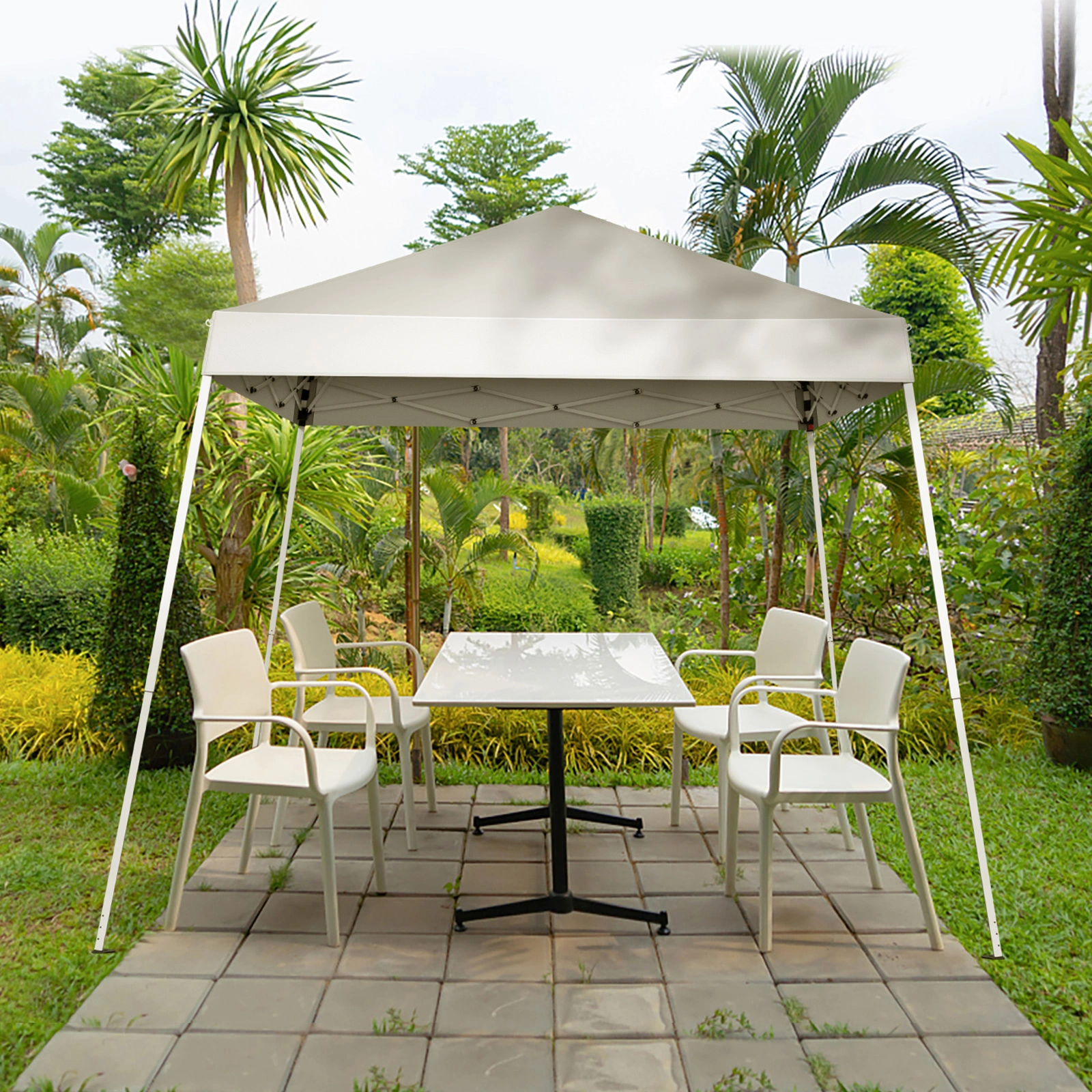 2.4x2.4m Waterproof Folding Tent Portable Canopy White, Outdoor Garden Party Gazebo Shelter for Home & Camping view 17