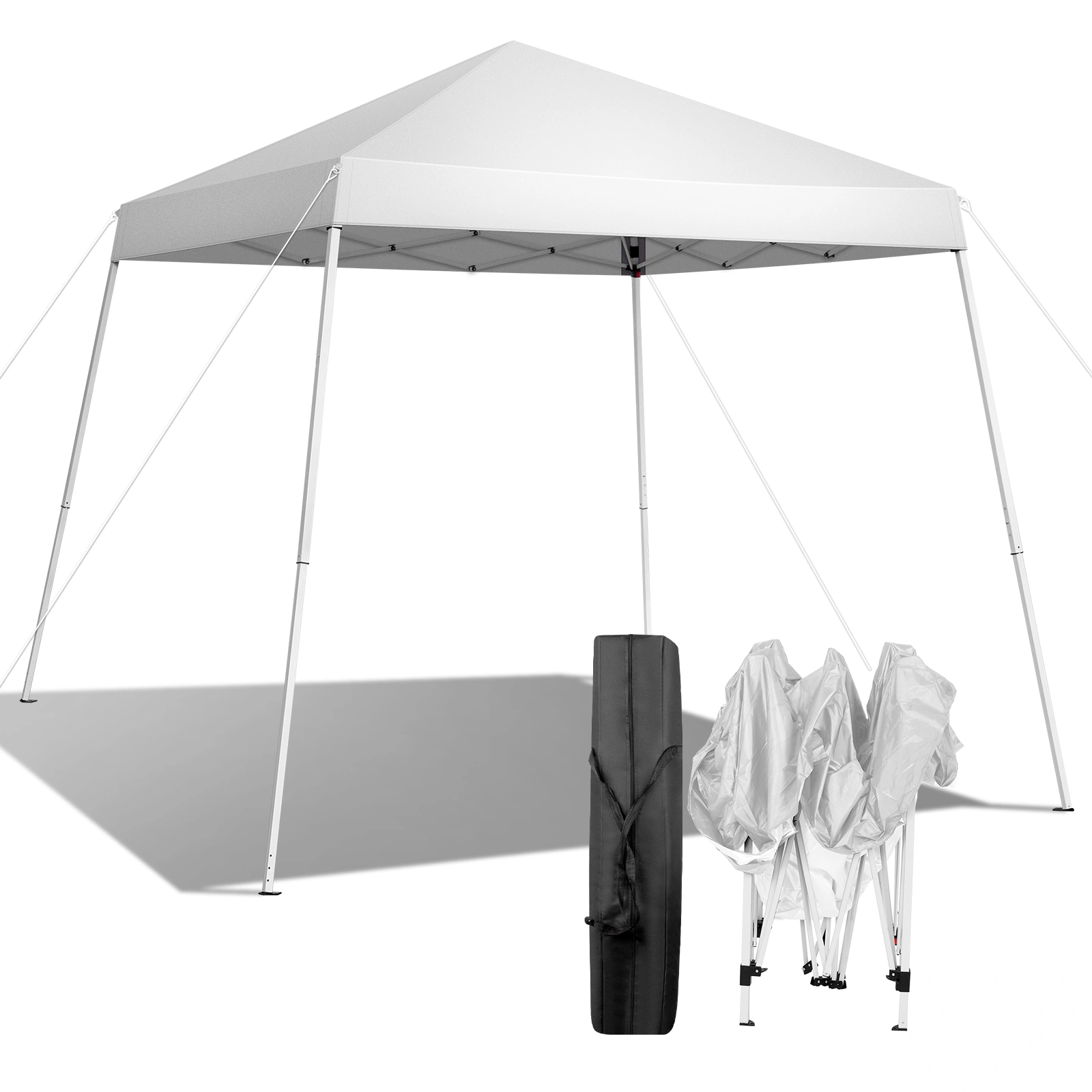 2.4x2.4m Waterproof Folding Tent Portable Canopy White, Outdoor Garden Party Gazebo Shelter for Home & Camping view 2