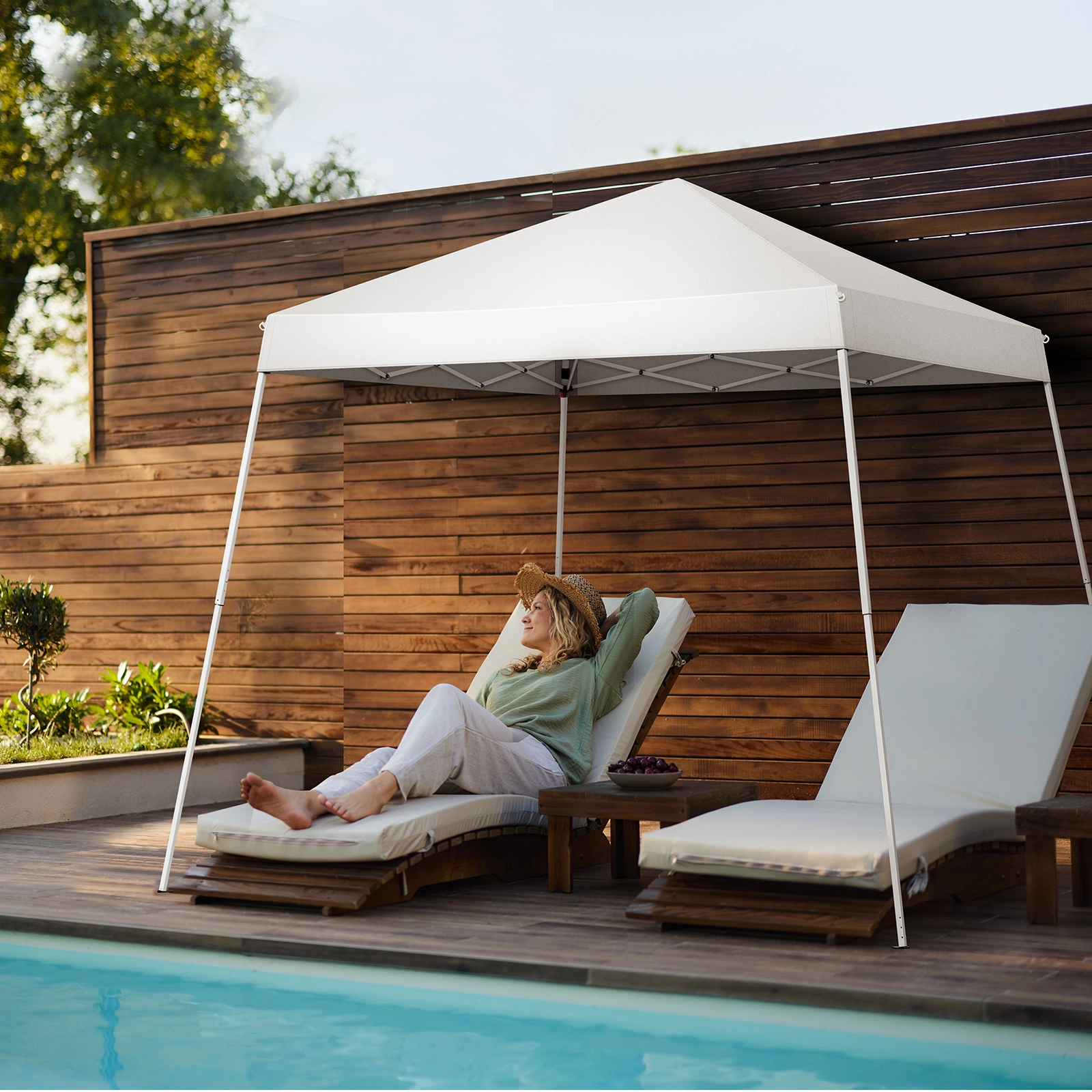 2.4x2.4m Waterproof Folding Tent Portable Canopy White, Outdoor Garden Party Gazebo Shelter for Home & Camping view 20