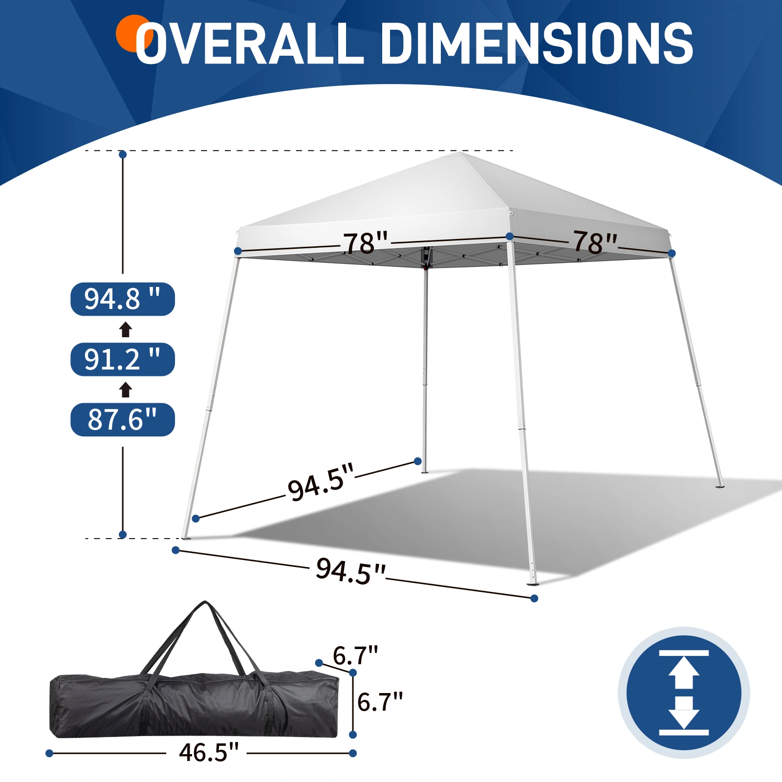 2.4x2.4m Waterproof Folding Tent Portable Canopy White, Outdoor Garden Party Gazebo Shelter for Home & Camping view 7