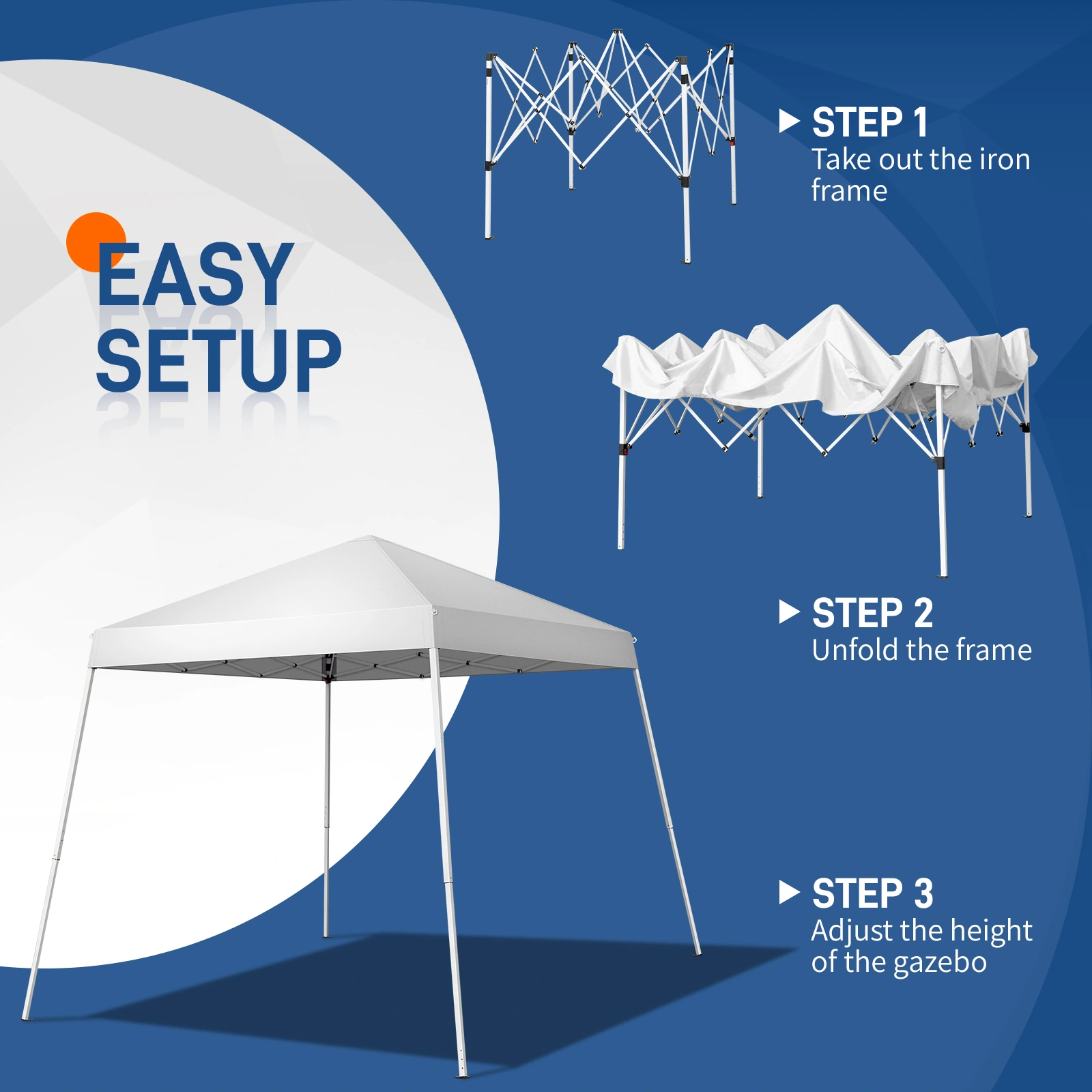2.4x2.4m Waterproof Folding Tent Portable Canopy White, Outdoor Garden Party Gazebo Shelter for Home & Camping view 8