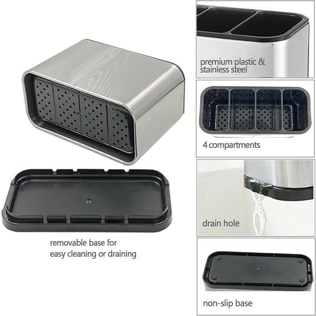 Kitchen Cutlery Organizer Box Storage Rack Spoon Fork Chopstick Drainer Holder view 5