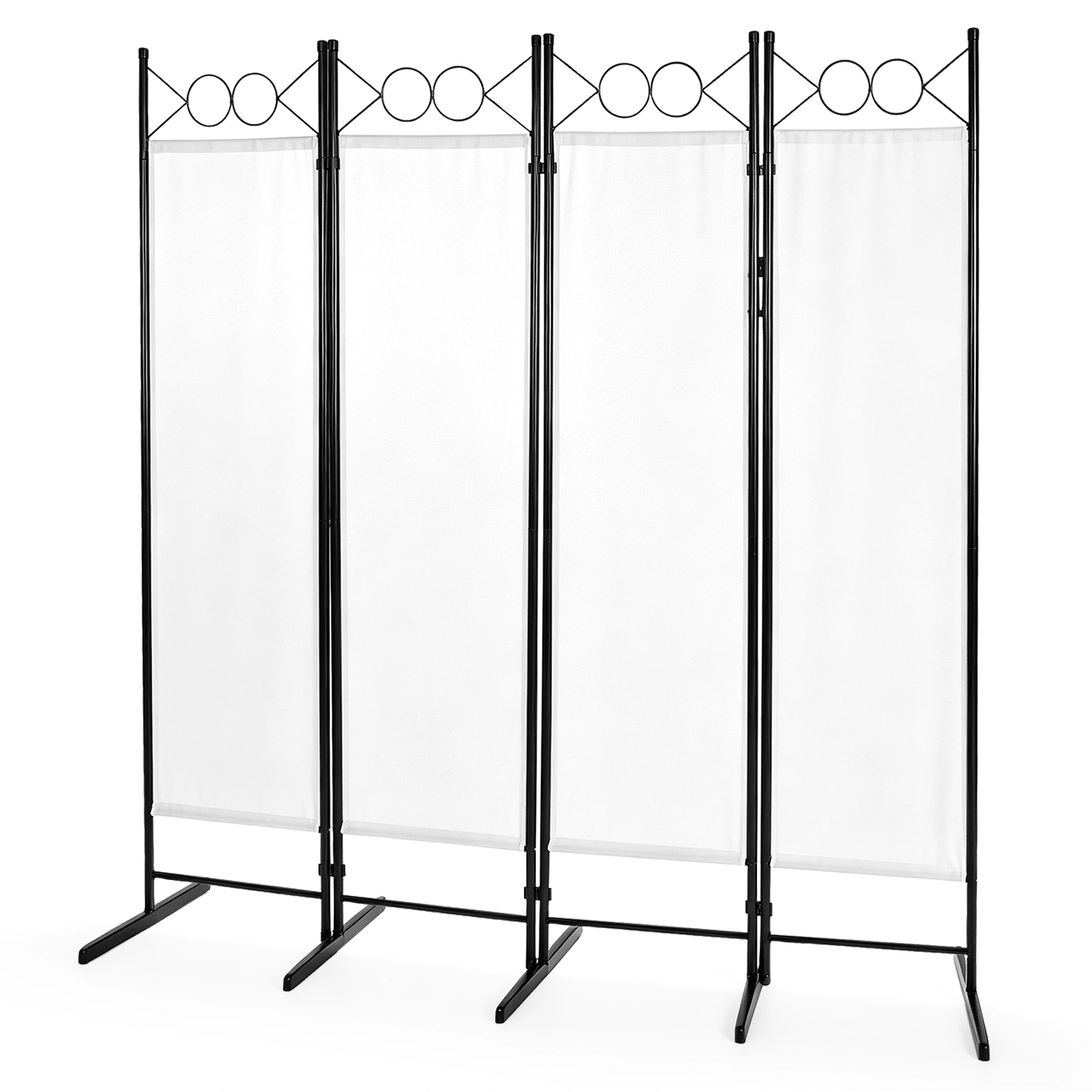 4-Fold Foldable Screen Plastic Feet 160g Polyester Fabric Carbon Steel Frame 6FT Off-White view 4