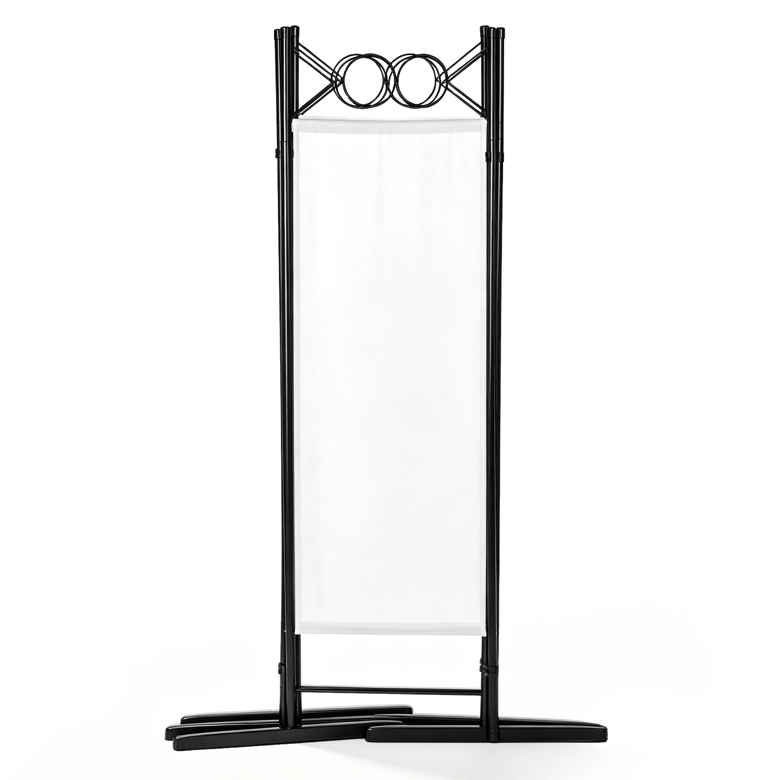 4-Fold Foldable Screen Plastic Feet 160g Polyester Fabric Carbon Steel Frame 6FT Off-White view 5