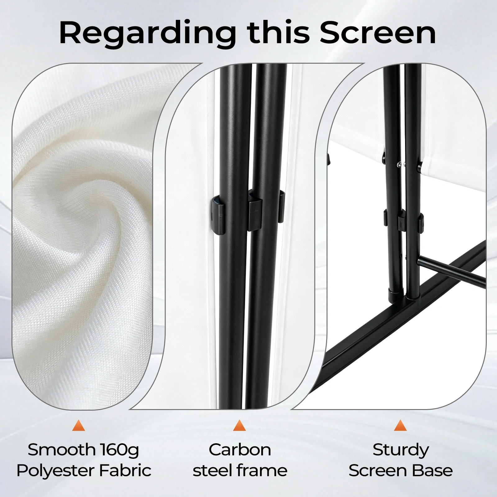 4-Fold Foldable Screen Plastic Feet 160g Polyester Fabric Carbon Steel Frame 6FT Off-White view 8