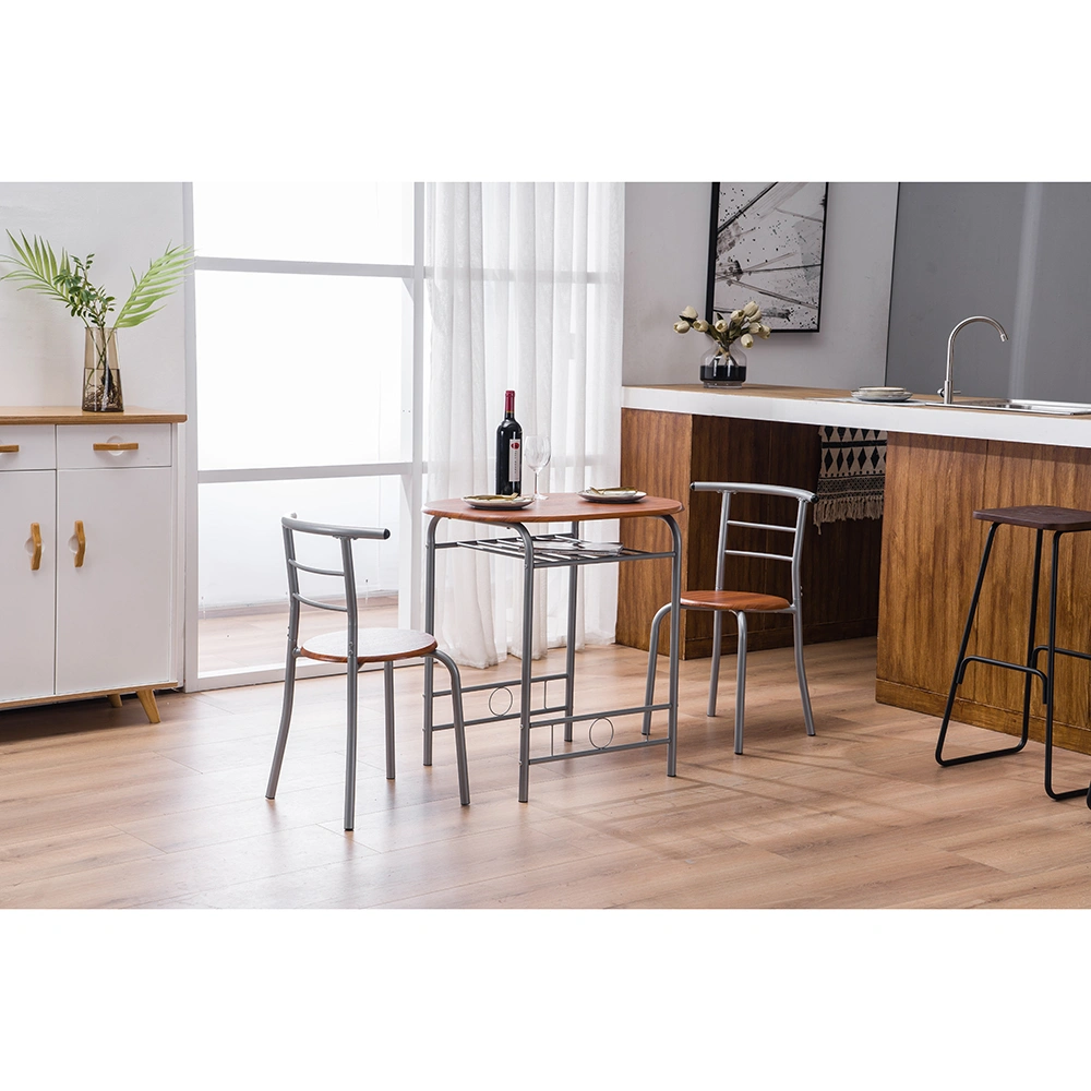 Brown Wood Grain PVC Breakfast Table (One Table and Two Chairs) view 21