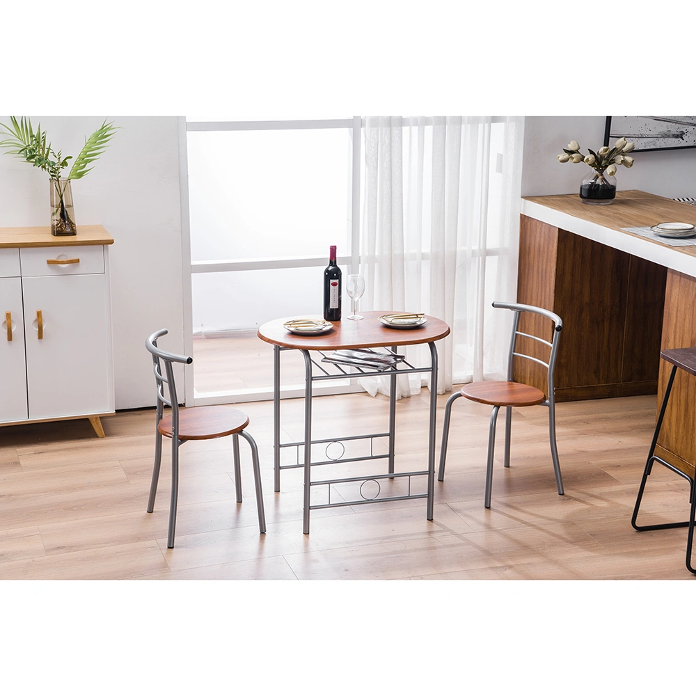 Brown Wood Grain PVC Breakfast Table (One Table and Two Chairs) view 30