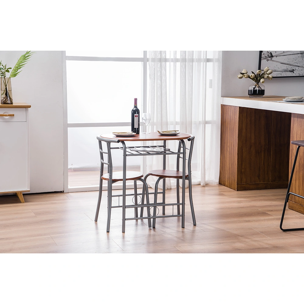 Brown Wood Grain PVC Breakfast Table (One Table and Two Chairs) view 36