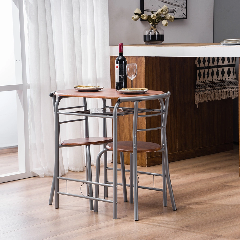 Brown Wood Grain PVC Breakfast Table (One Table and Two Chairs) view 40