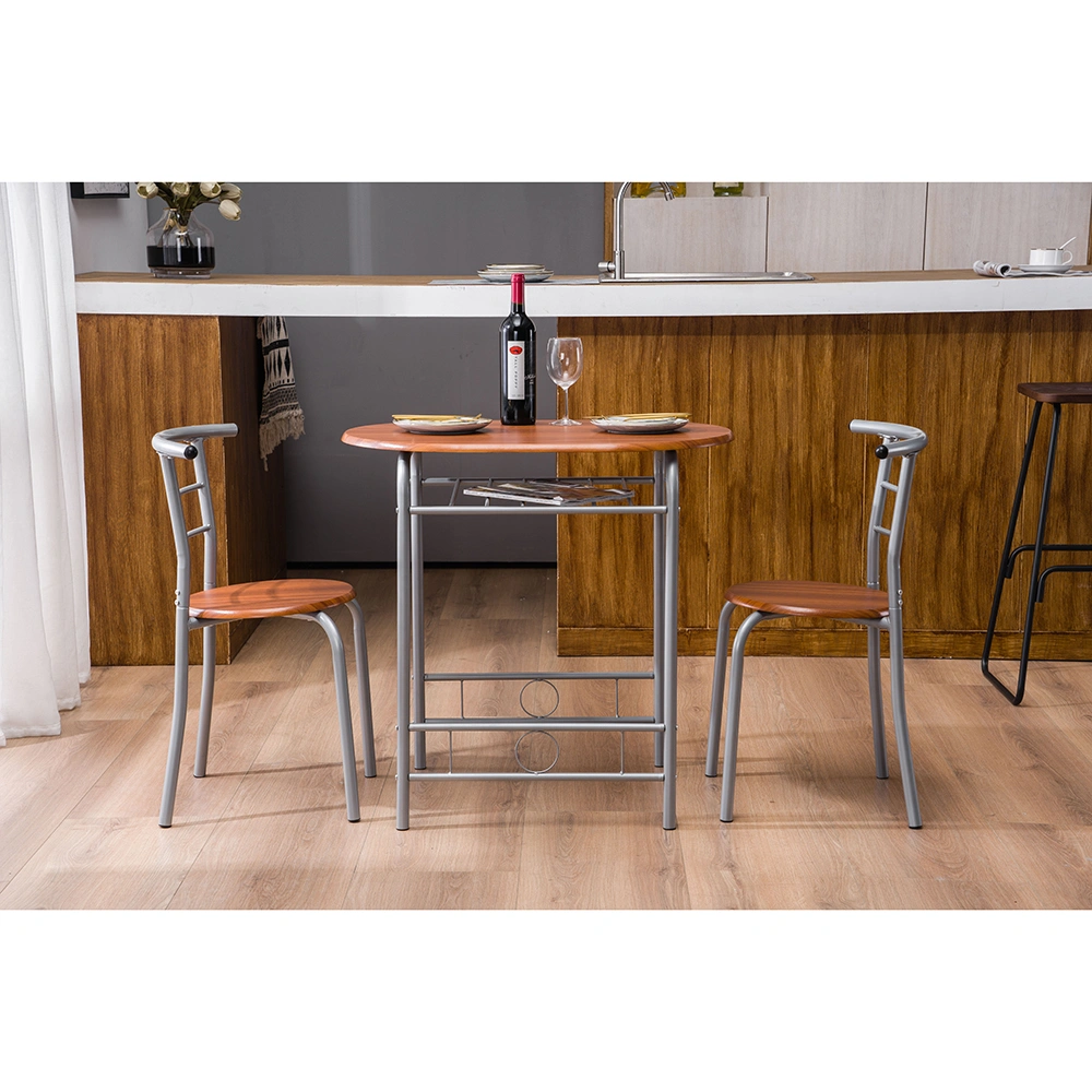 Brown Wood Grain PVC Breakfast Table (One Table and Two Chairs) view 41