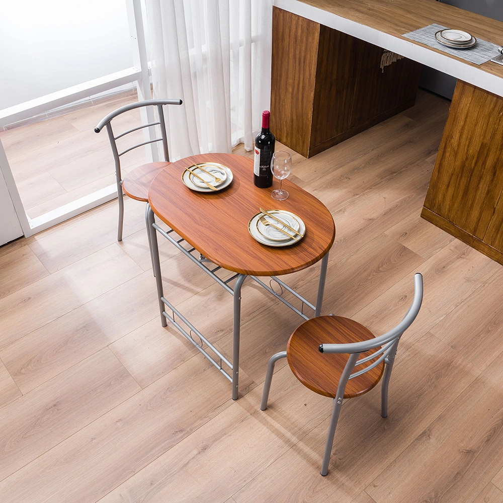 Brown Wood Grain PVC Breakfast Table (One Table and Two Chairs) view 43