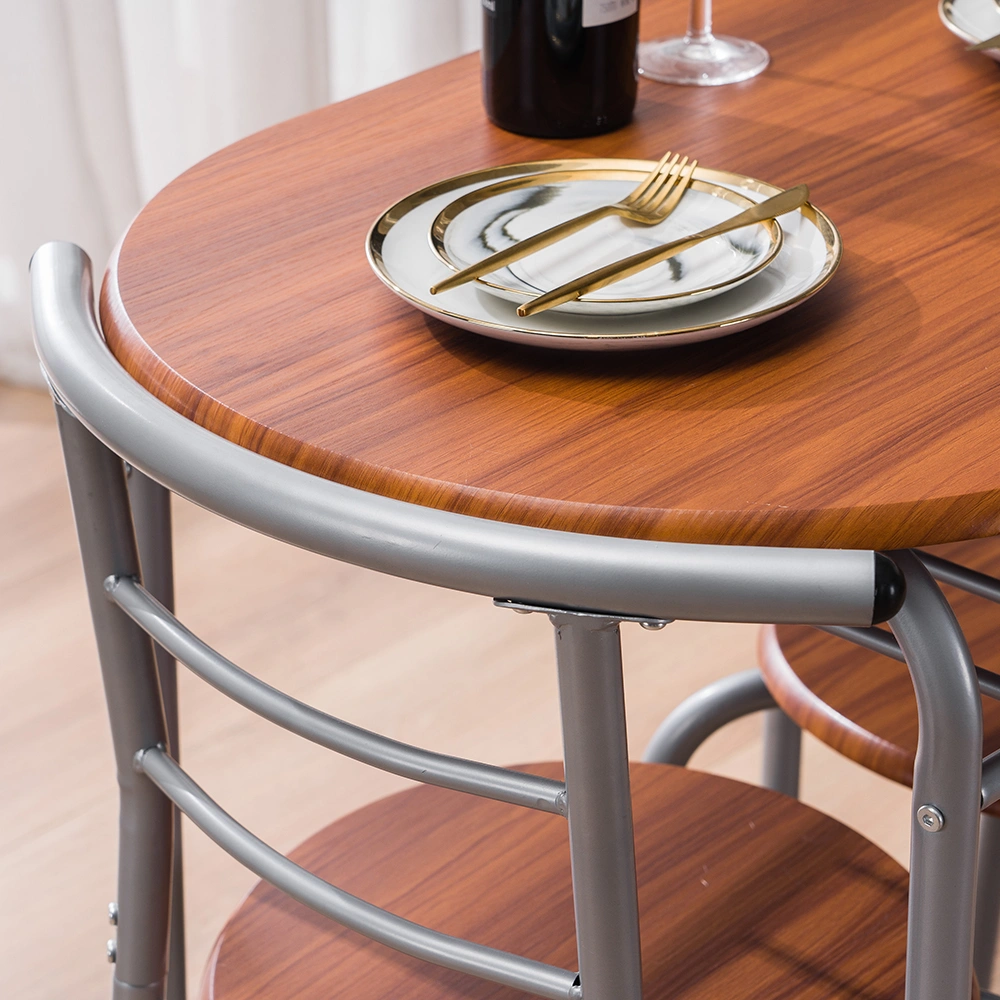 Brown Wood Grain PVC Breakfast Table (One Table and Two Chairs) view 44