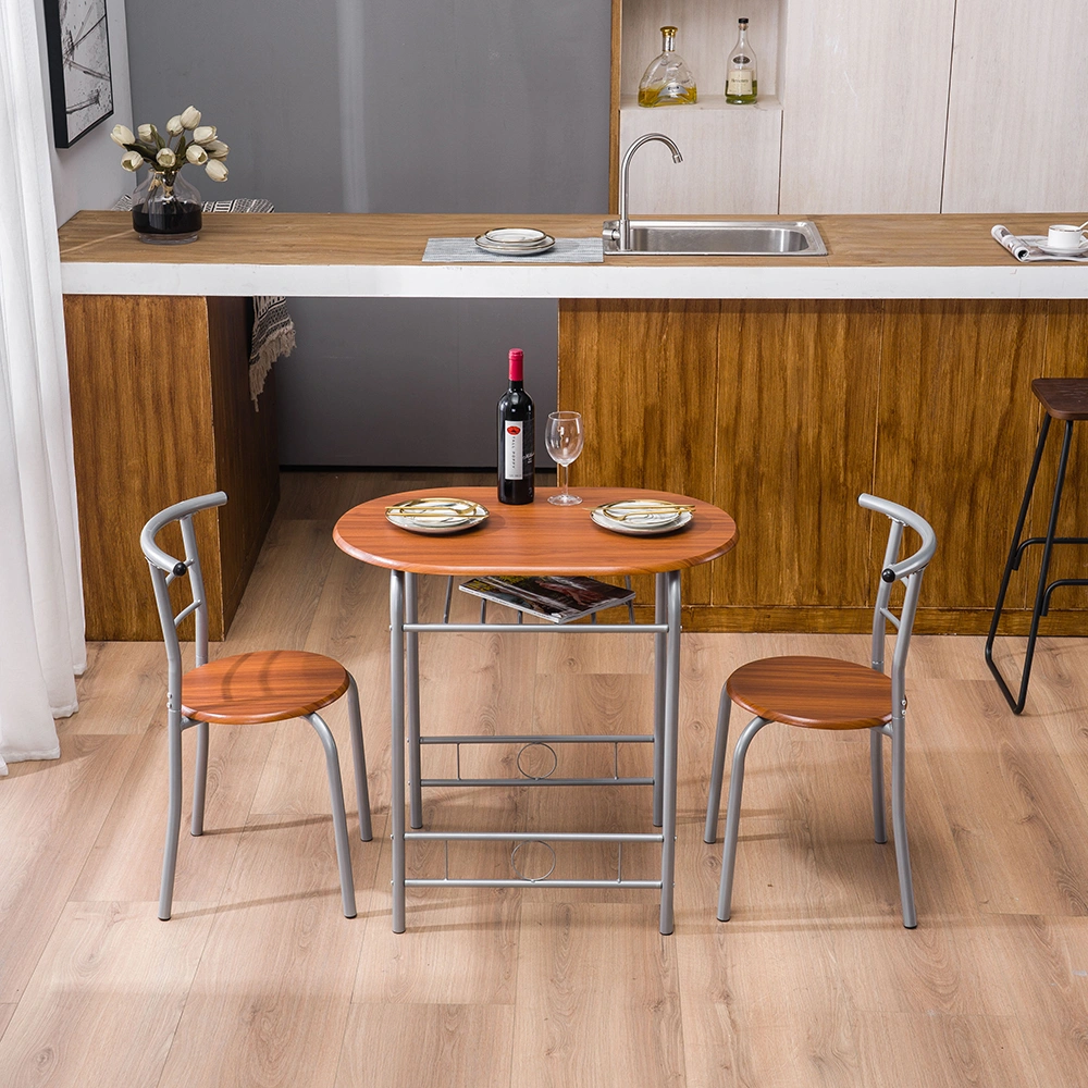 Brown Wood Grain PVC Breakfast Table (One Table and Two Chairs) view 46