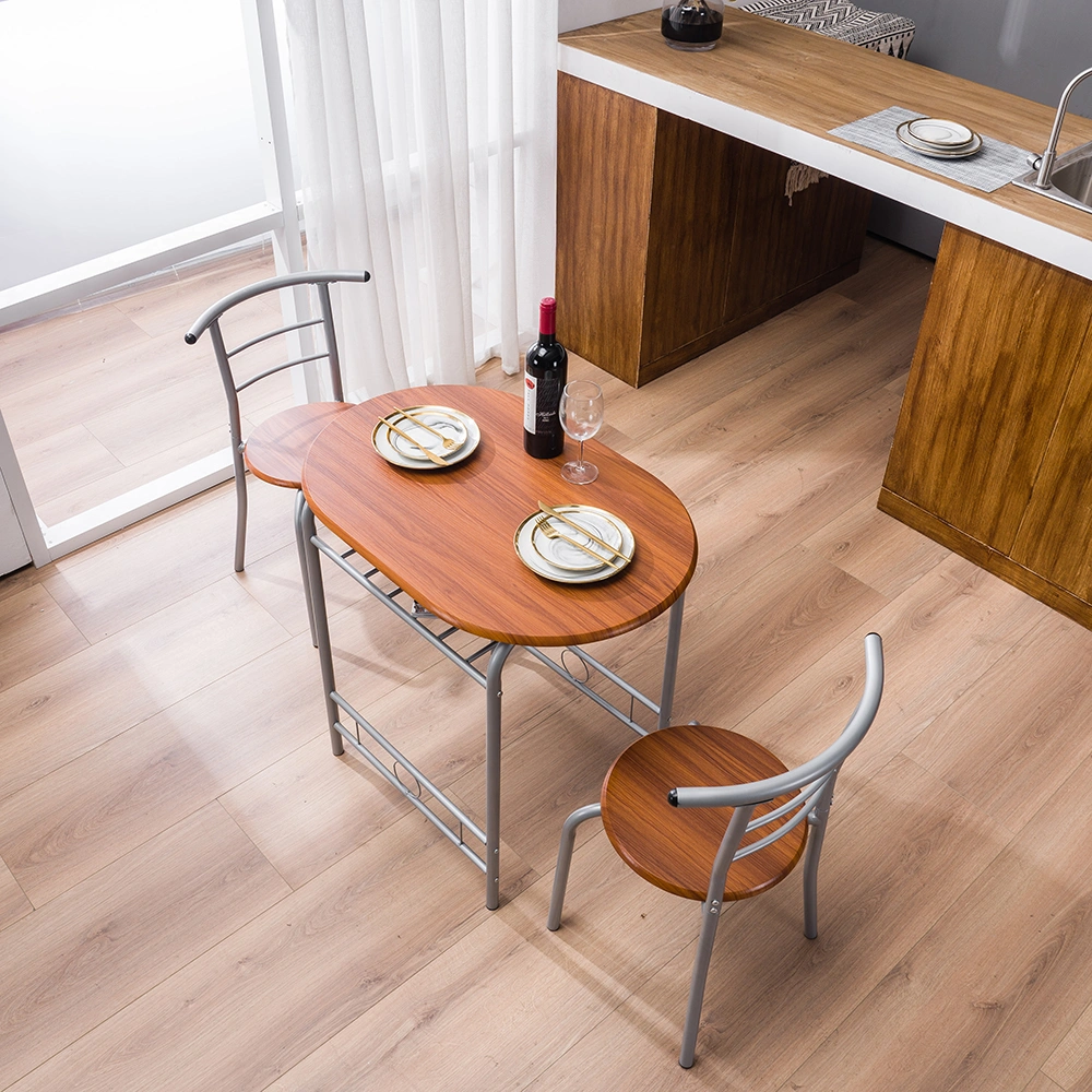 Brown Wood Grain PVC Breakfast Table (One Table and Two Chairs) view 47