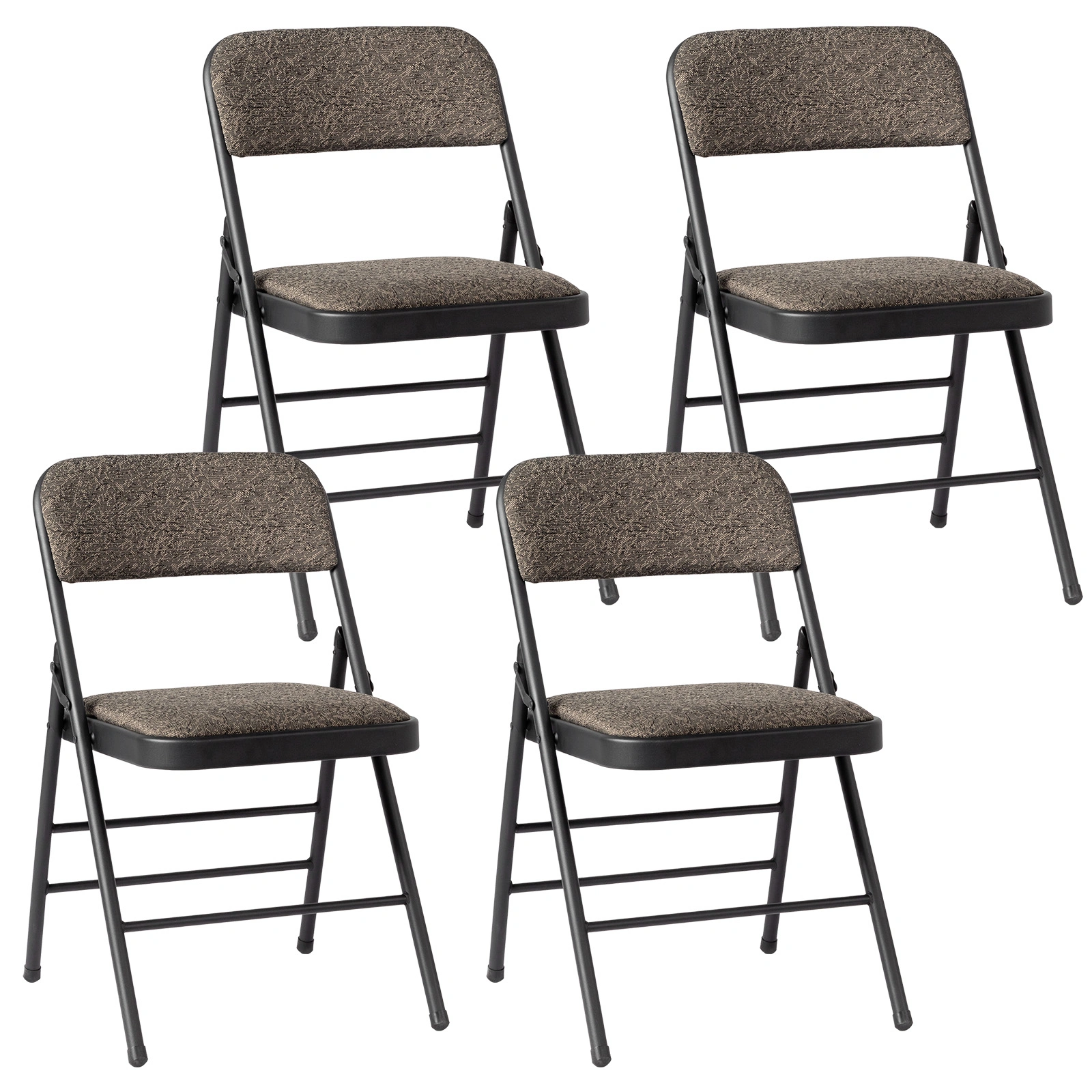 4 Pcs Folding Chairs Black Patterned Fabric Upholstered Event Chair 18.1x18.9x29.9 Inch Padded Matte Steel Frame
