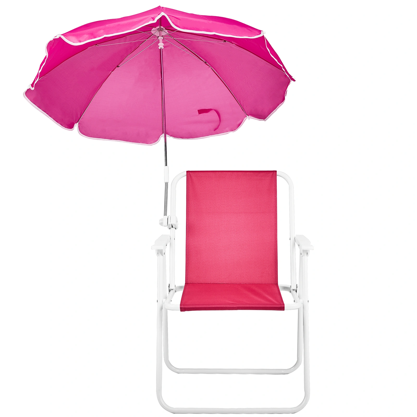 Folding Beach Chair with Umbrella for Adults, Lightweight Porable Camping Chair with 265lbs Capacity for Travel Picnic Concert & Outdoor Activities, Pink view 2