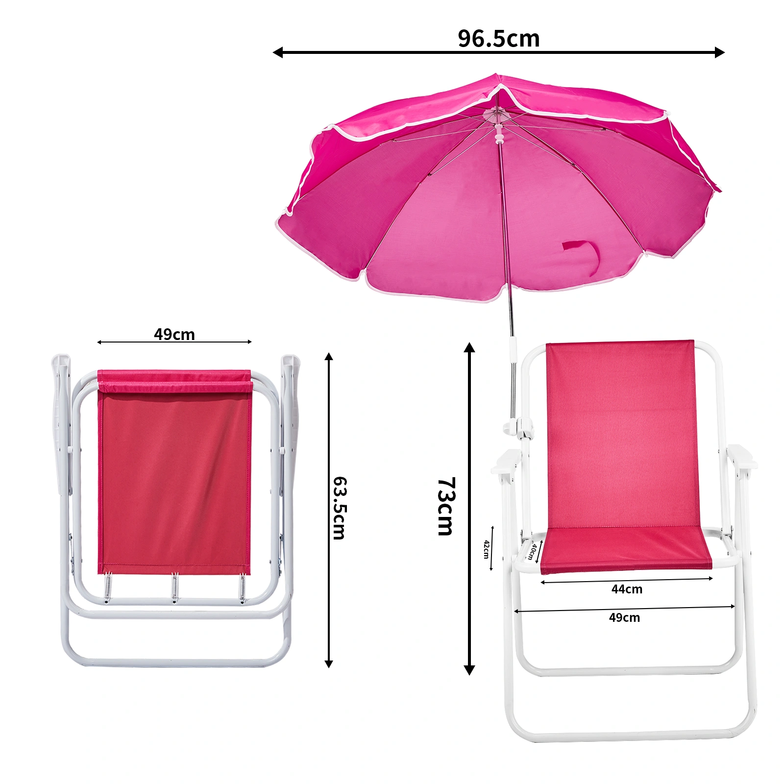 Folding Beach Chair with Umbrella for Adults, Lightweight Porable Camping Chair with 265lbs Capacity for Travel Picnic Concert & Outdoor Activities, Pink view 4