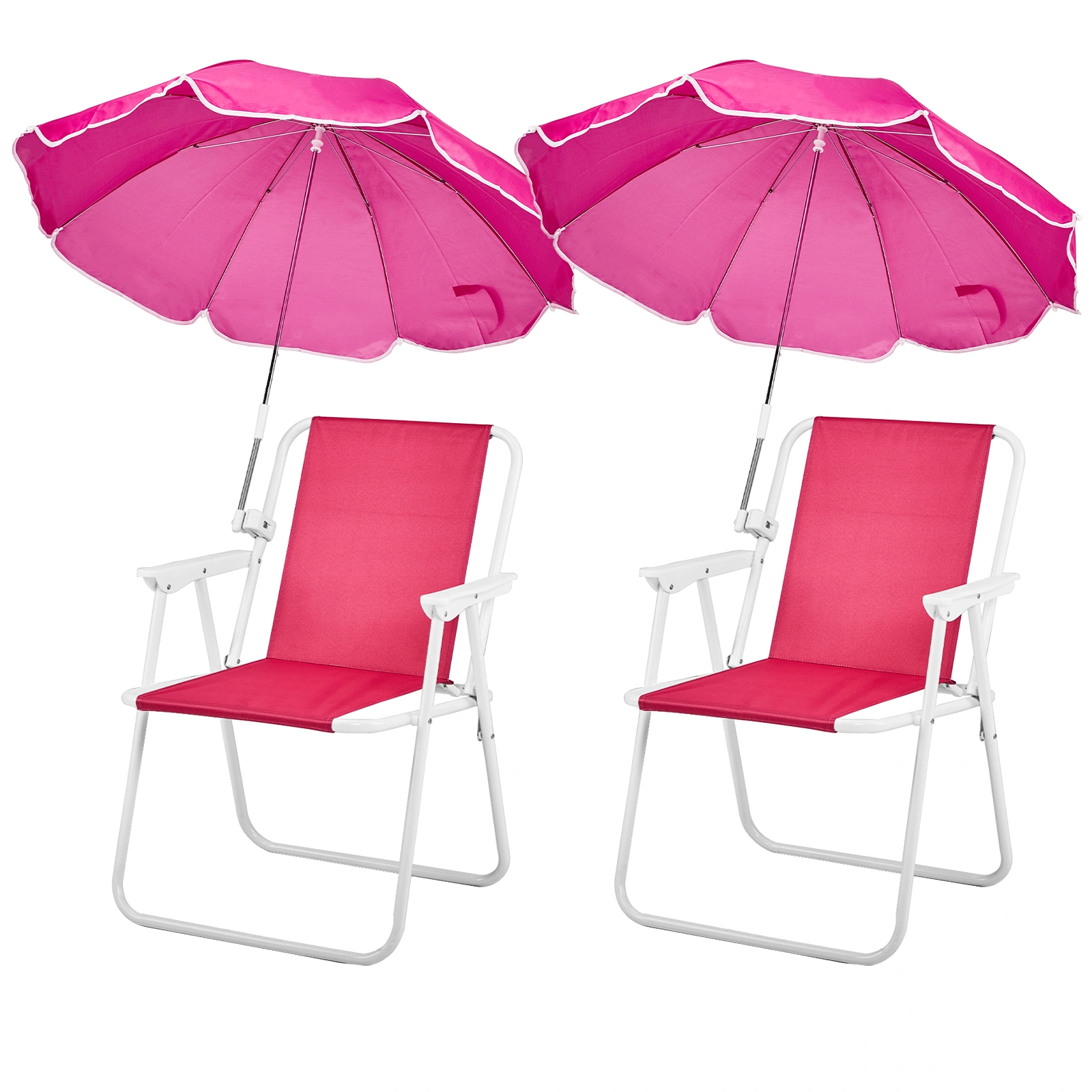 Folding Beach Chair with Umbrella for Adults, Lightweight Porable Camping Chair with 265lbs Capacity for Travel Picnic Concert & Outdoor Activities, Pink view 7