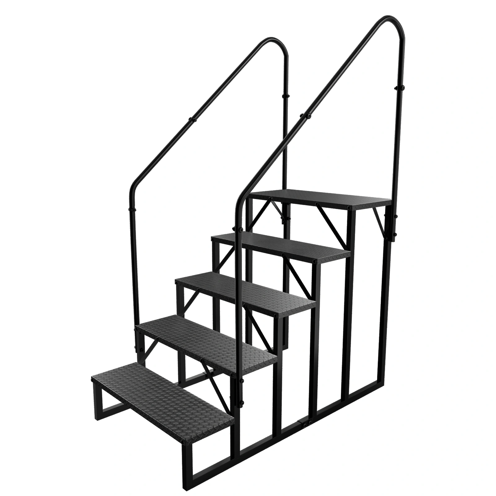 5 Step RV Stairs Ladder Anti-Slip Hot Tub Steps with Handrail 660 lbs Weight RV Ladder for 5th Wheel & Mobile Home