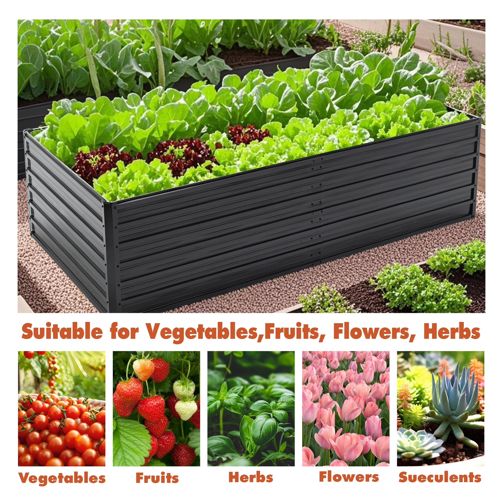 Galvanized Raised Garden Bed 8x4x2 ft, 481 Gal Metal Planter Kit for Vegetables Flowers Herbs, Deep Root Design Large Outdoor Garden Box view 3