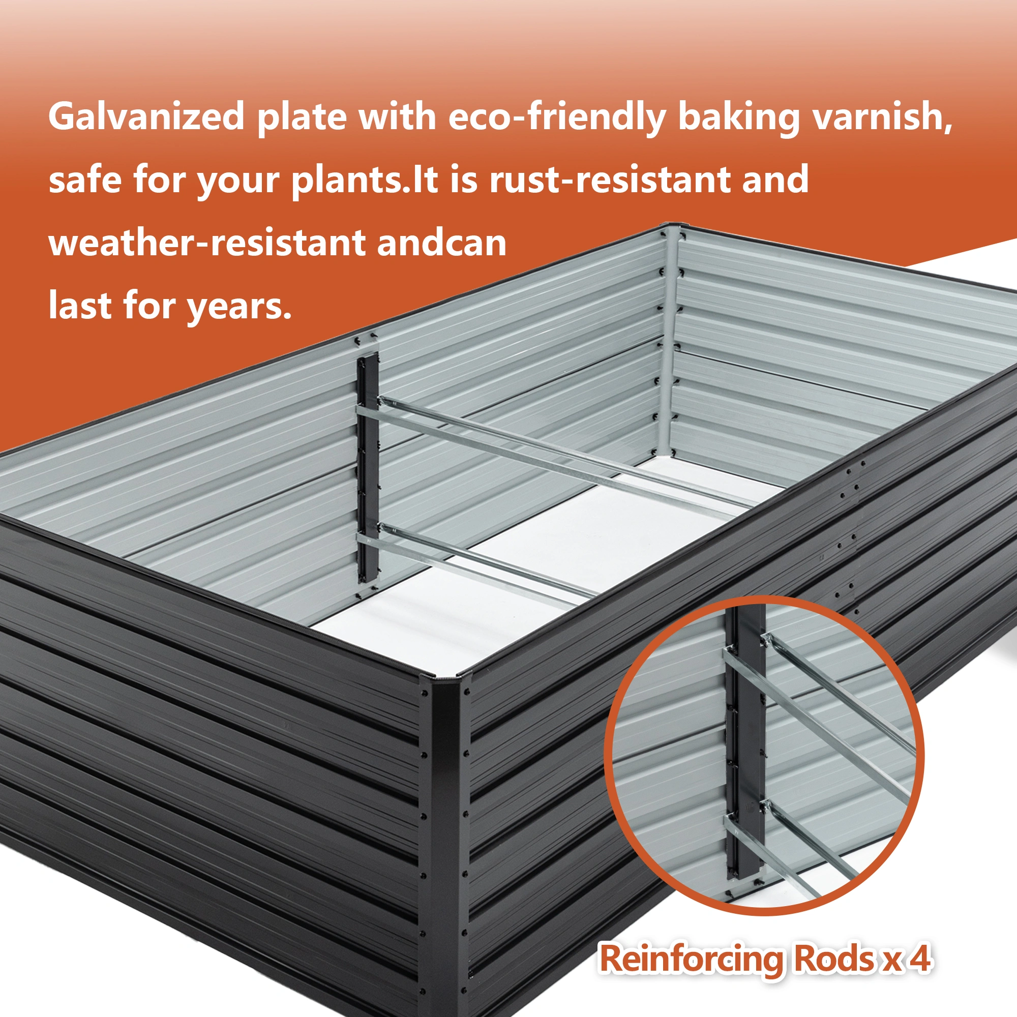 Galvanized Raised Garden Bed 8x4x2 ft, 481 Gal Metal Planter Kit for Vegetables Flowers Herbs, Deep Root Design Large Outdoor Garden Box view 5