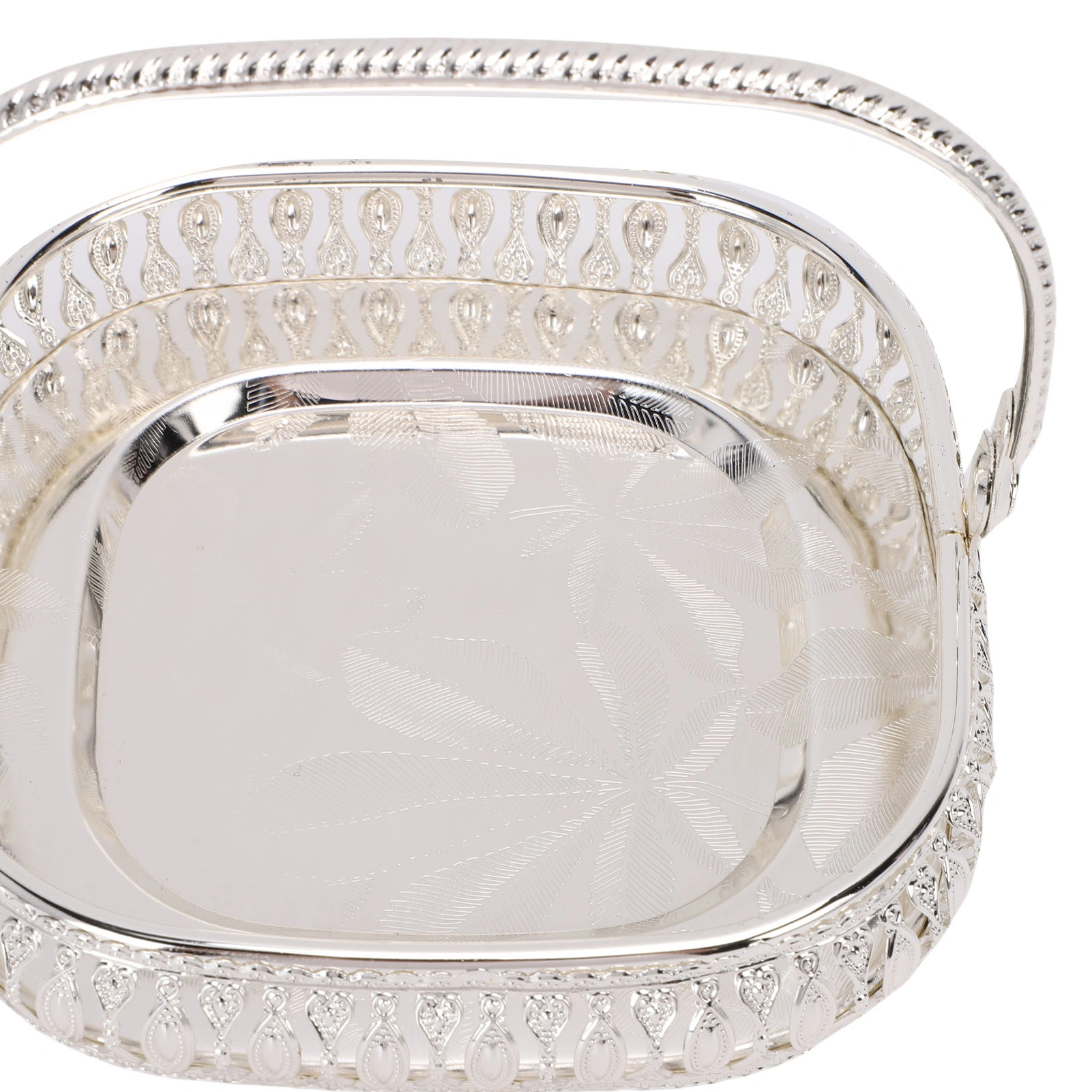 Metal Fruit Serving Bowl with Handle, Stainless Steel Kitchen Tray Plate, Dining Table Storage Container & Centerpiece Decor view 5