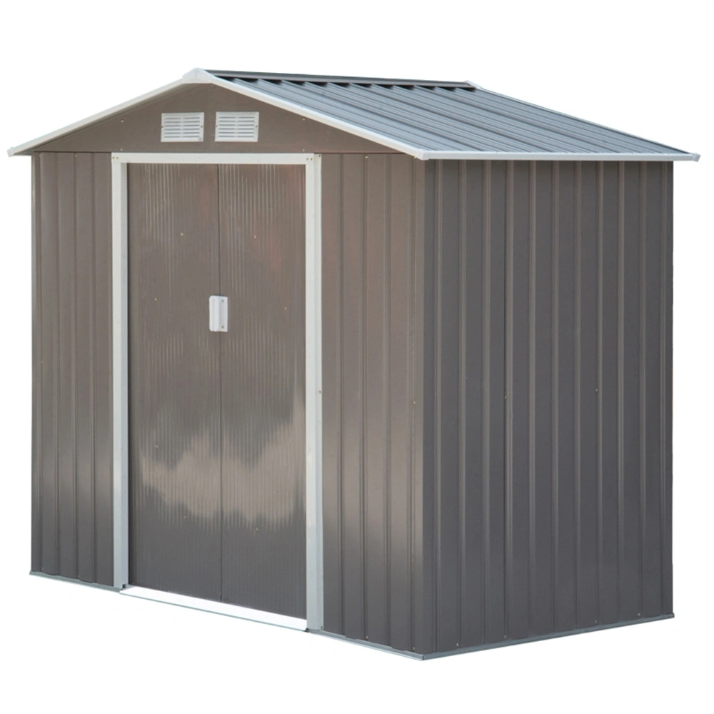 Steel Storage Shed 7'x4' White Garden Tool House Outdoor Metal Shed