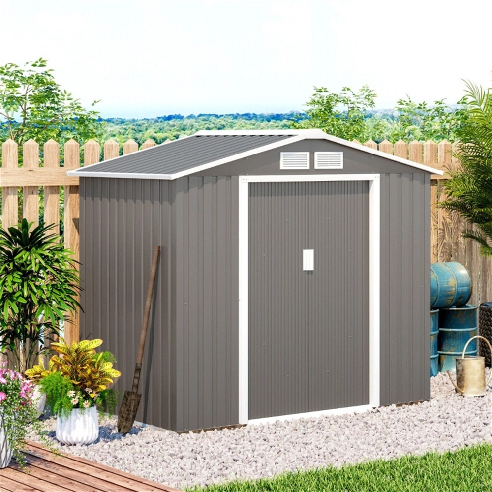 Steel Storage Shed 7'x4' White Garden Tool House Outdoor Metal Shed view 2