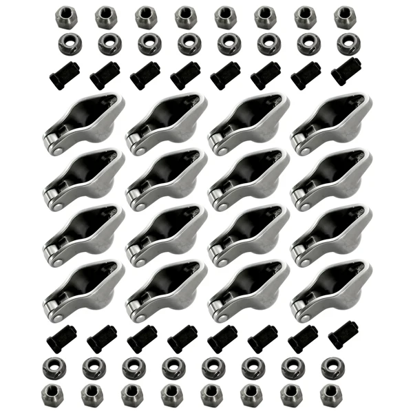 16Pcs Steel Roller Tip Rocker Arms Set Fit for Small Block Chevy 305 350 400 1.6 Ratio 3/8" Stud view 2