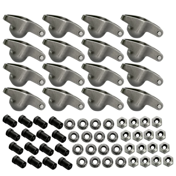 16Pcs Steel Roller Tip Rocker Arms Set Fit for Small Block Chevy 305 350 400 1.6 Ratio 3/8" Stud view 4