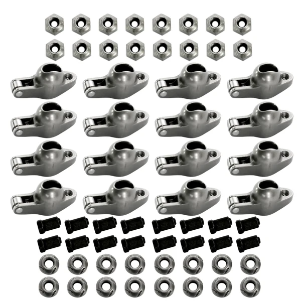 16Pcs Steel Roller Tip Rocker Arms Set Fit for Small Block Chevy 305 350 400 1.6 Ratio 3/8" Stud view 5