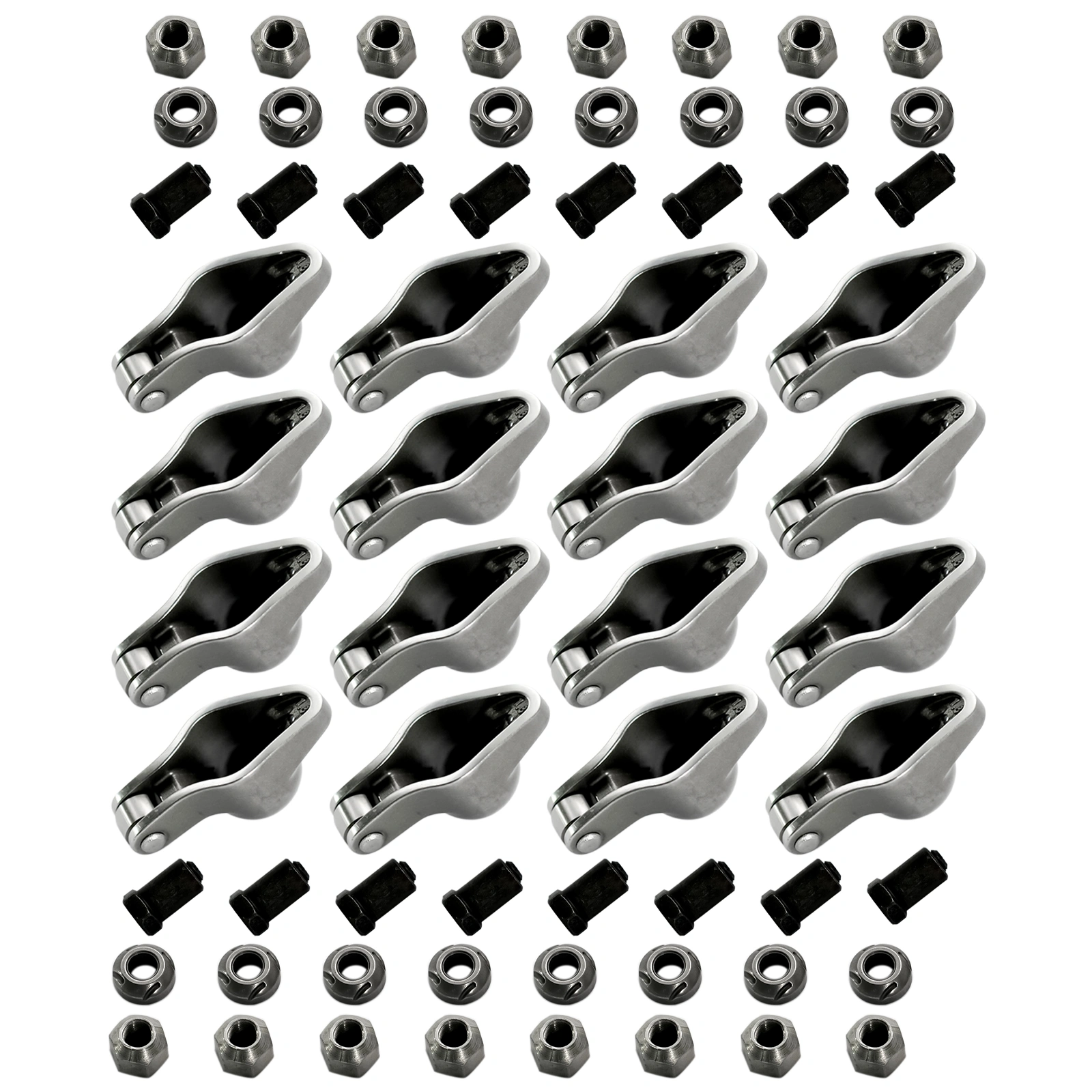 16Pcs Steel Roller Tip Rocker Arms Set Fit for Small Block Chevy 305 350 400 1.6 Ratio 3/8" Stud view 2
