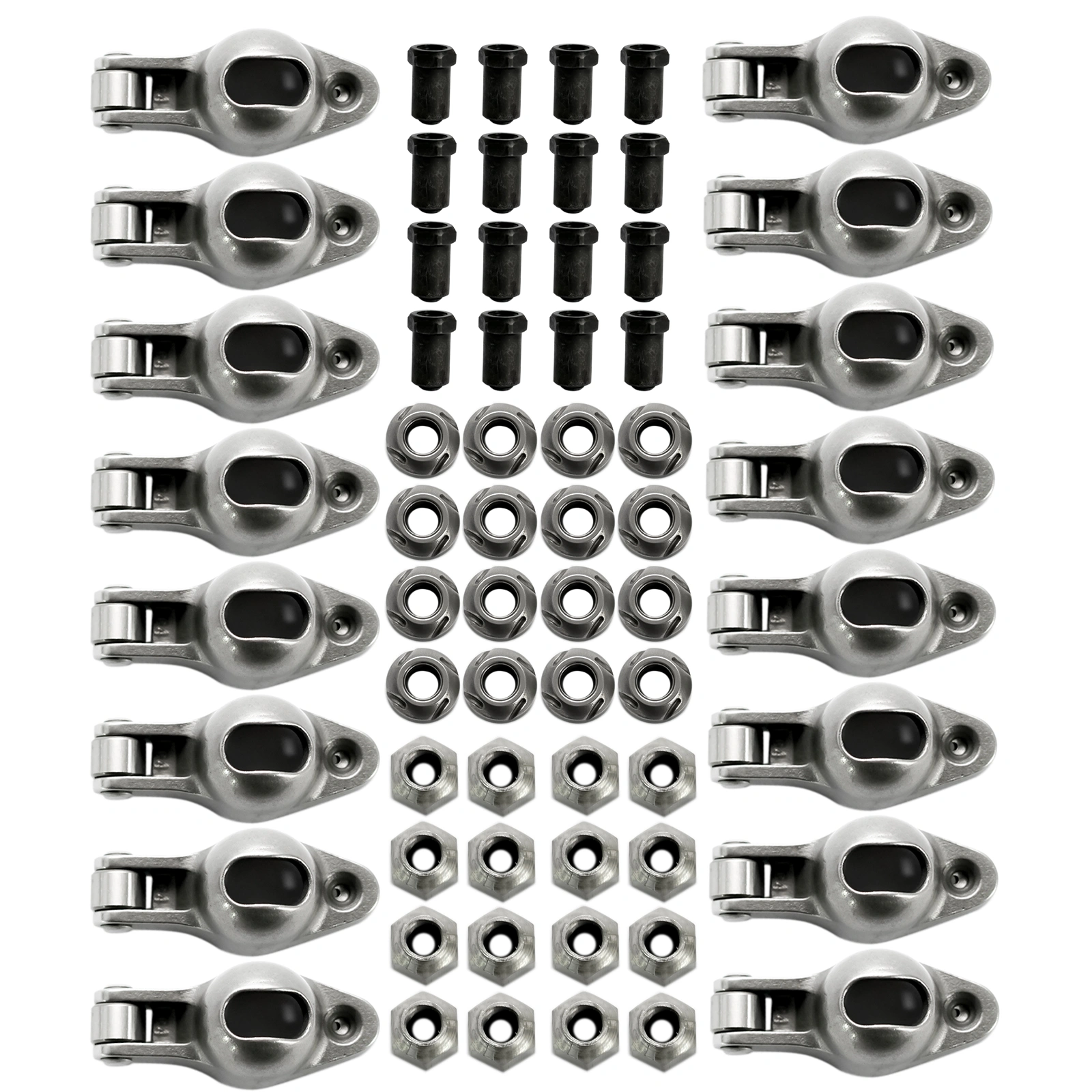 16Pcs Steel Roller Tip Rocker Arms Set Fit for Small Block Chevy 305 350 400 1.6 Ratio 3/8" Stud view 3