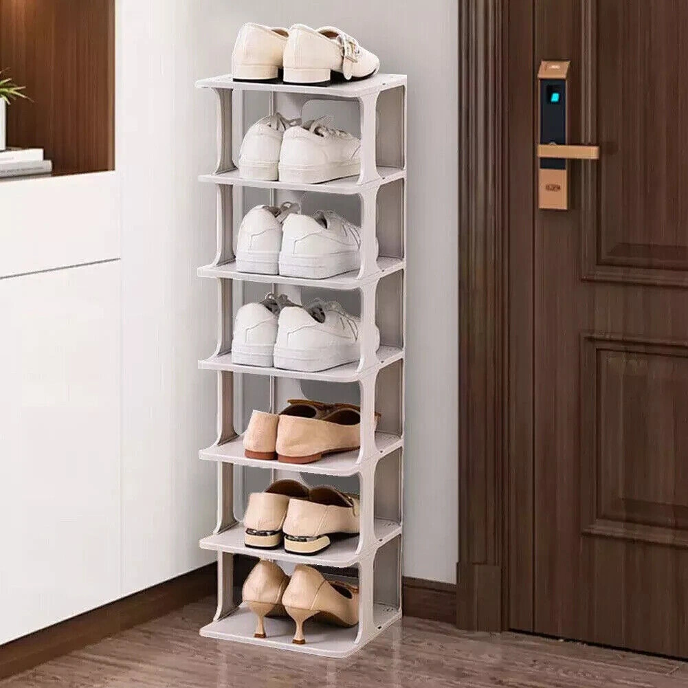 7 Tier Shoe Rack Floor Organizer Tall Storage Shelf Cabinet Footwear Stand view 2