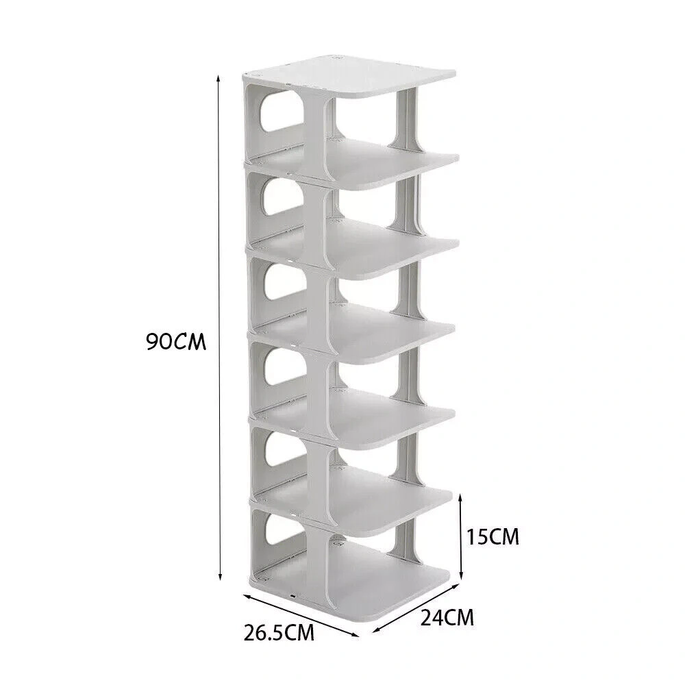 7 Tier Shoe Rack Floor Organizer Tall Storage Shelf Cabinet Footwear Stand view 3